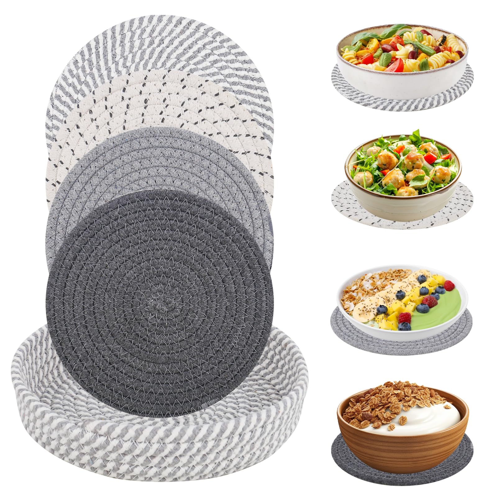 Pot Coaster 5 Stück Teller Untersetzer rund, Stoff Untersetzer Teller, Unterlage für Wasserkocher rund, Untersetzer Rund Stoff Untersetzer Teller Untersetzer Glas Untersetzer für Tisch und Möbel 20 cm Küche, Haushalt
