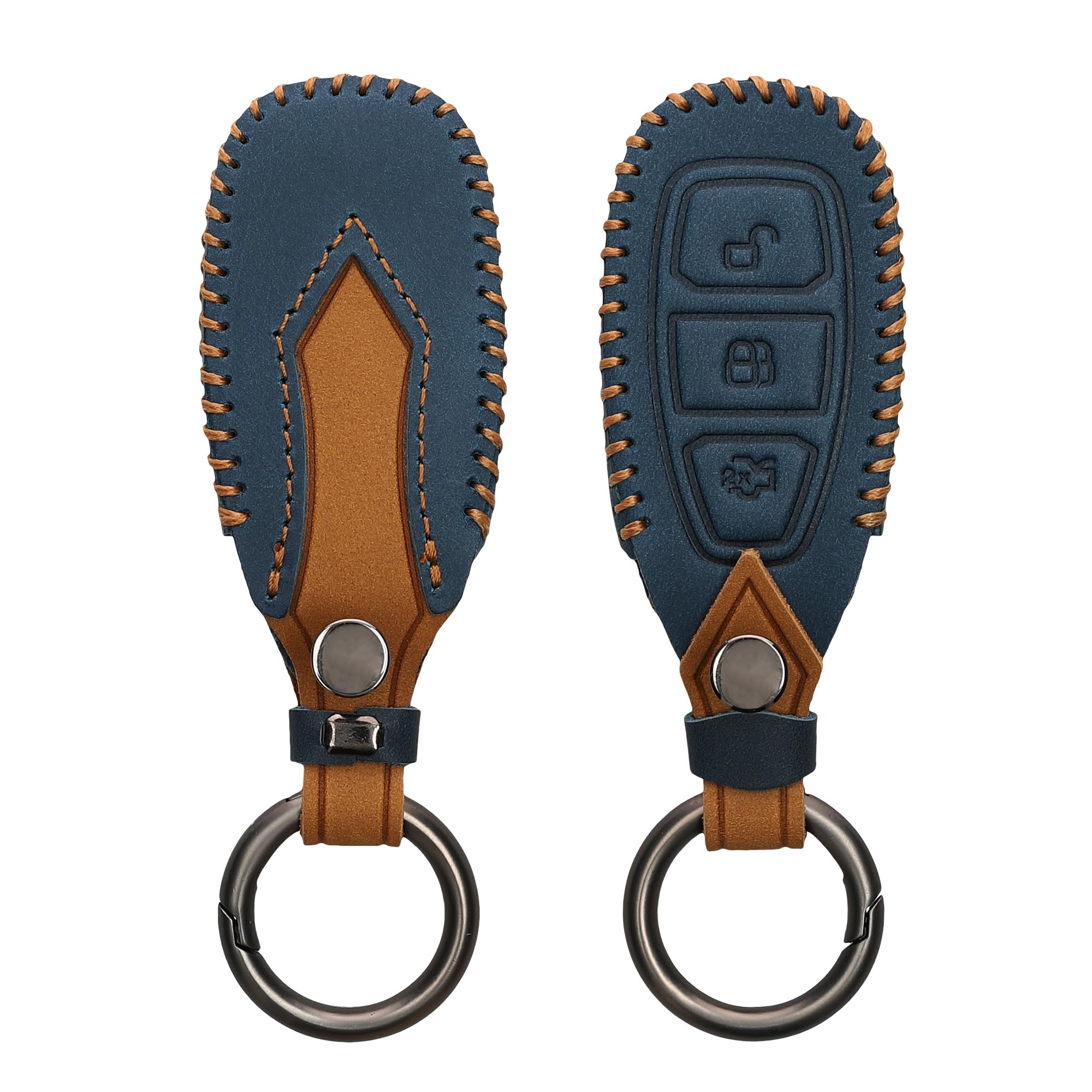 Funda De Cuero Sintético Para Llave Ford Keyless Go - Compatible Con Fiesta, Focus, Kuga, Mondeo Y Más, 3 Botones