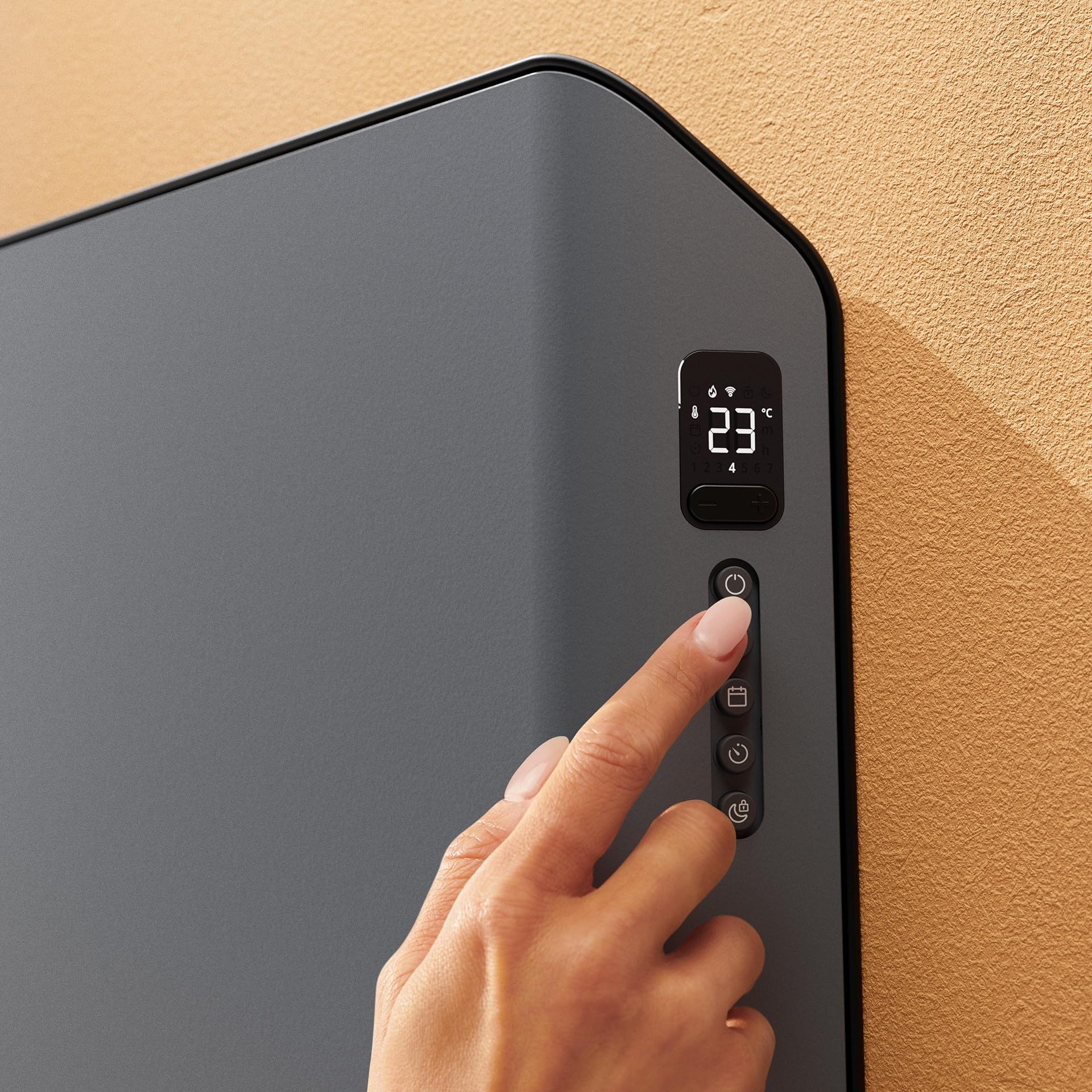 Duux Edge Smart 1500 W Riscaldamento elettrico a risparmio energetico – Convettore elettrico – Termoventilatore da bagno – Radiatore con termostato – Riscaldatori elettrici per ambienti fino a 20 m² –