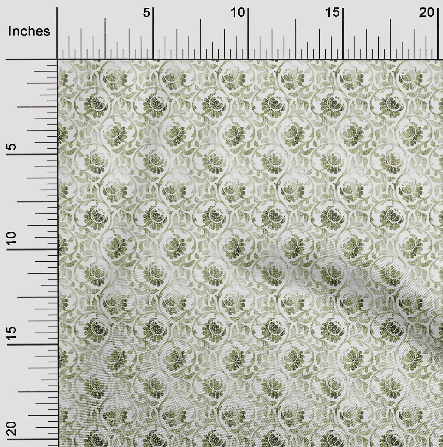 oneOone Viscose Chiffon Pear Green Fabric Floral with Texture Sewing Fabric By The Yard Printed DIY Clothing Sewing Supplies 42 Inch Wide