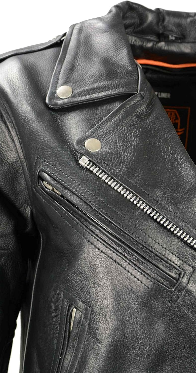 Milwaukee Leather LKL2701 Women's Classic Black Premium Leather Motorcycle Rider Jacket with Built-In Belt - Image 8