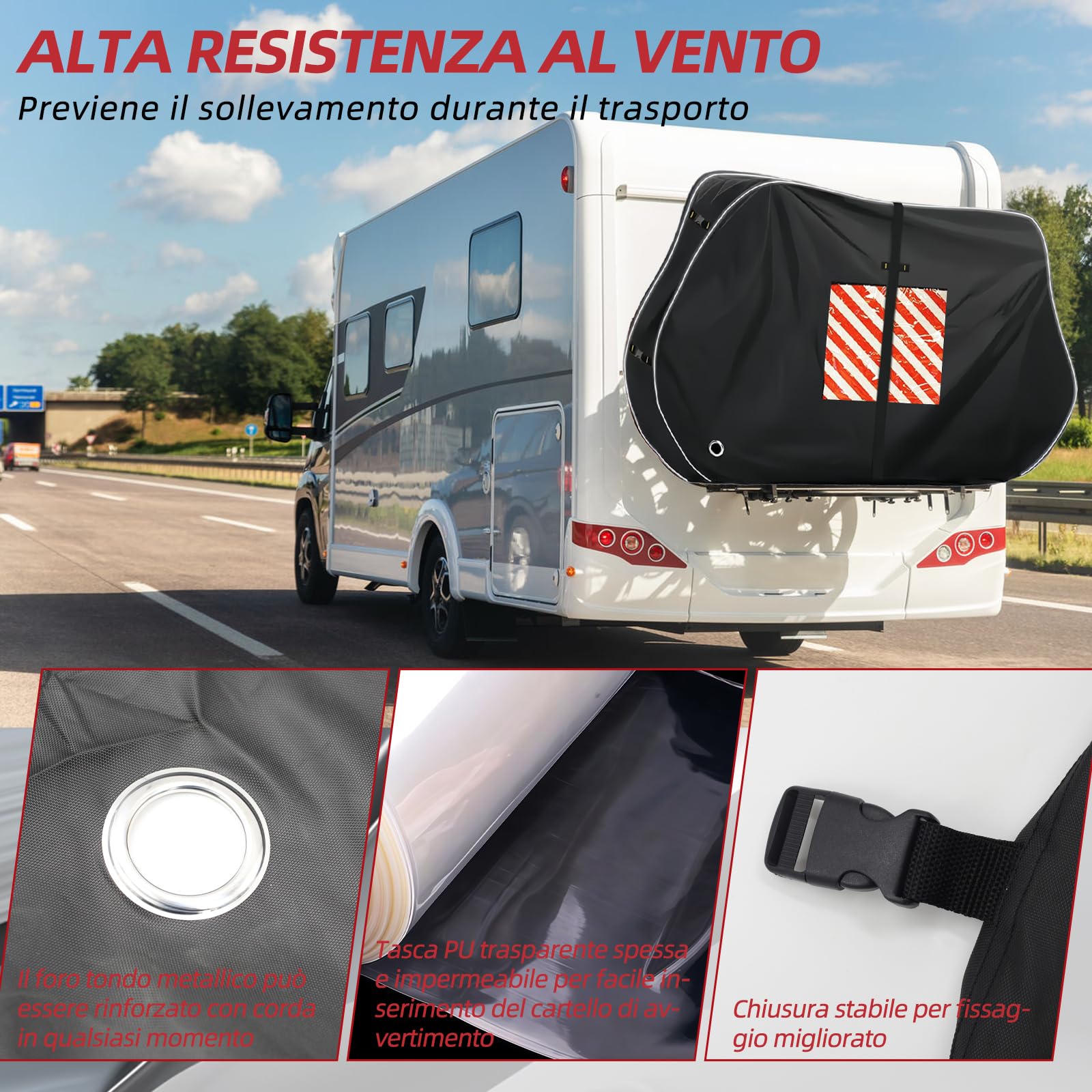 Housse de protection résistante aux intempéries en tissu Oxford 600D pour 2 vélos, caravane/porte-bagages de camping, convient pour Volkswagen California (T6.1/T7), Skoda Kodiaq, BMW X3/X5 (noir)