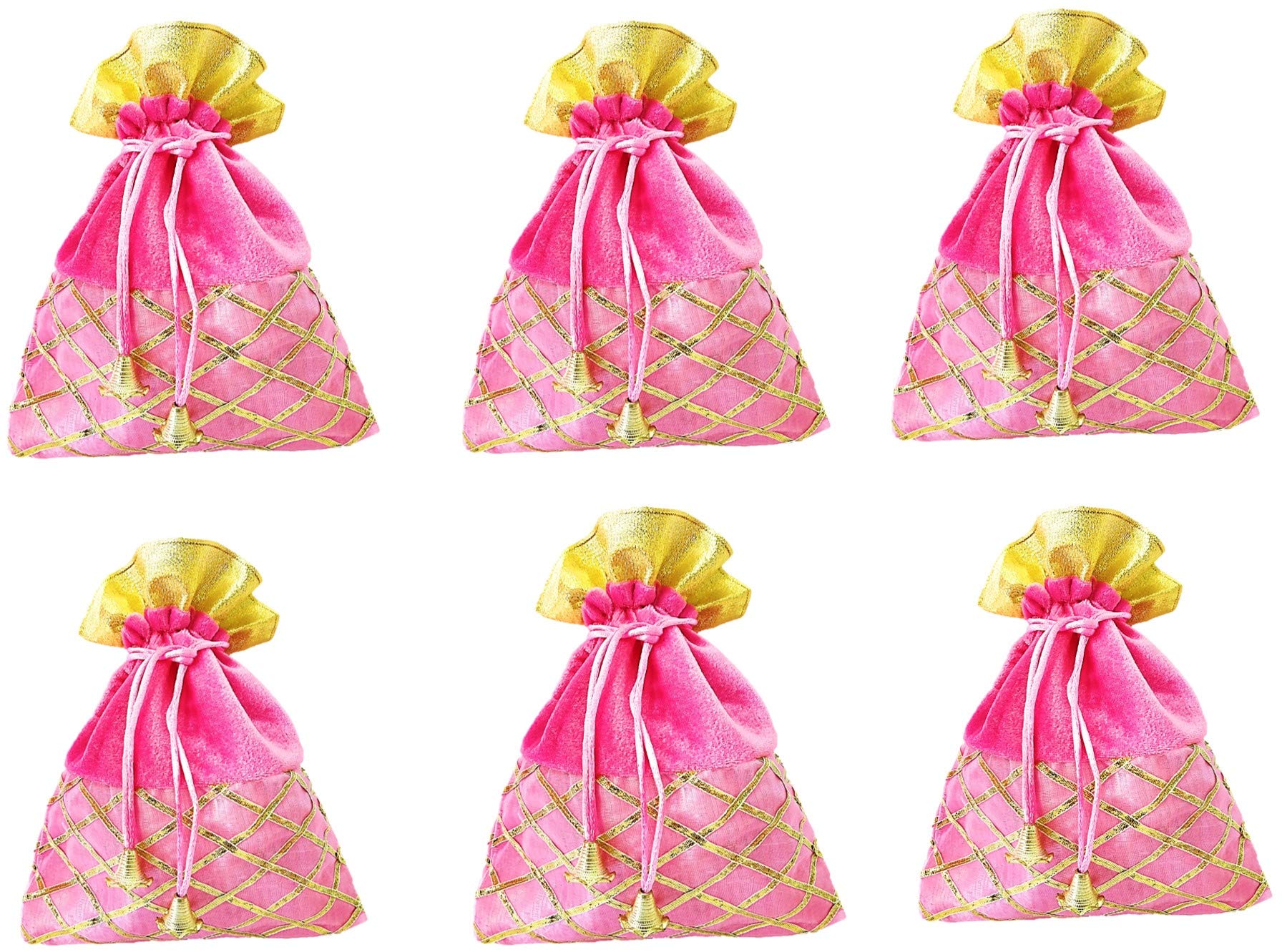 Indian Collectible - Bolsa de regalo de satén para festivales y bodas, color rosa, Rosado