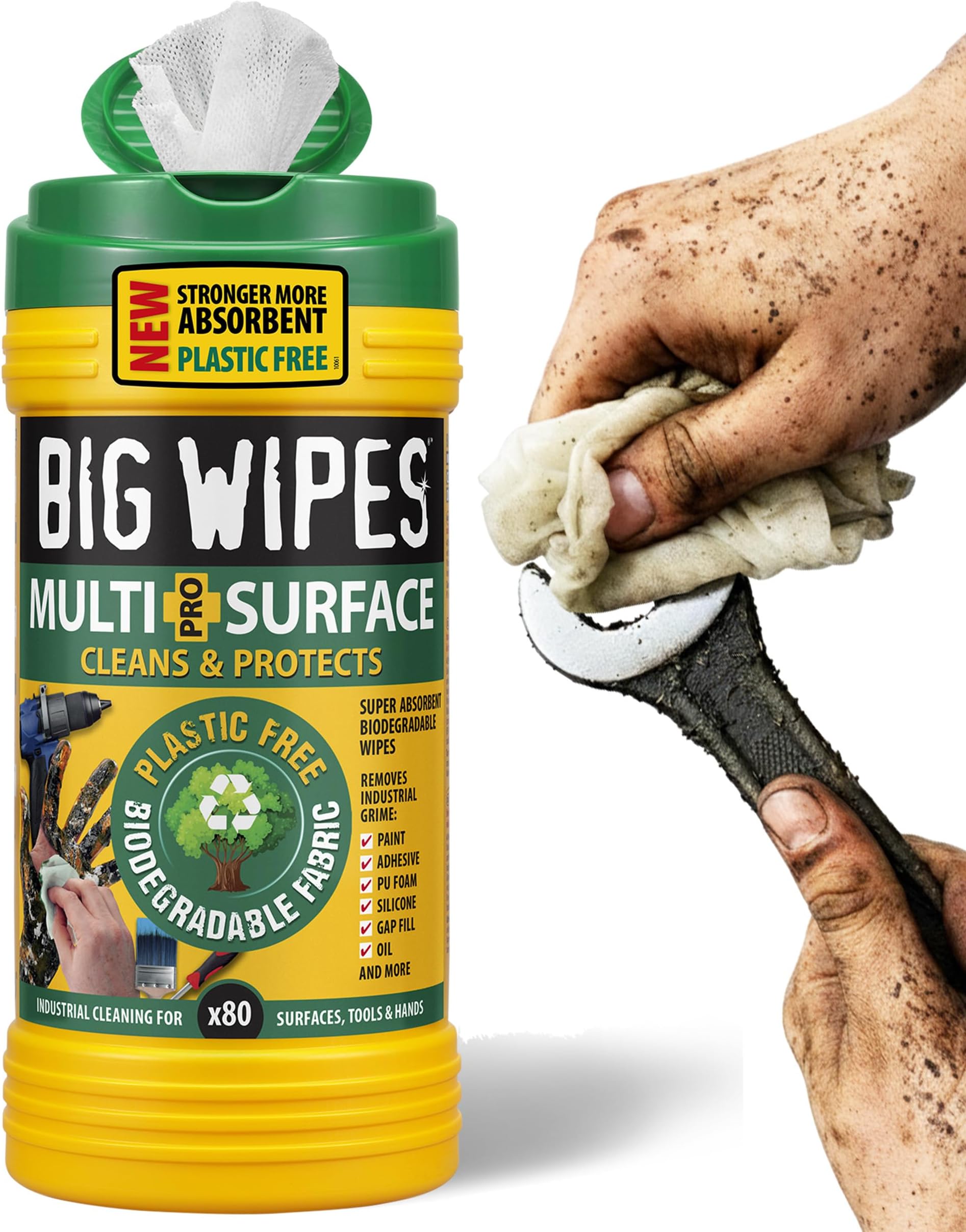 Big Wipes Multi-Surface Plastic-Free Cleaning Wipes - Dispenser Tub x80