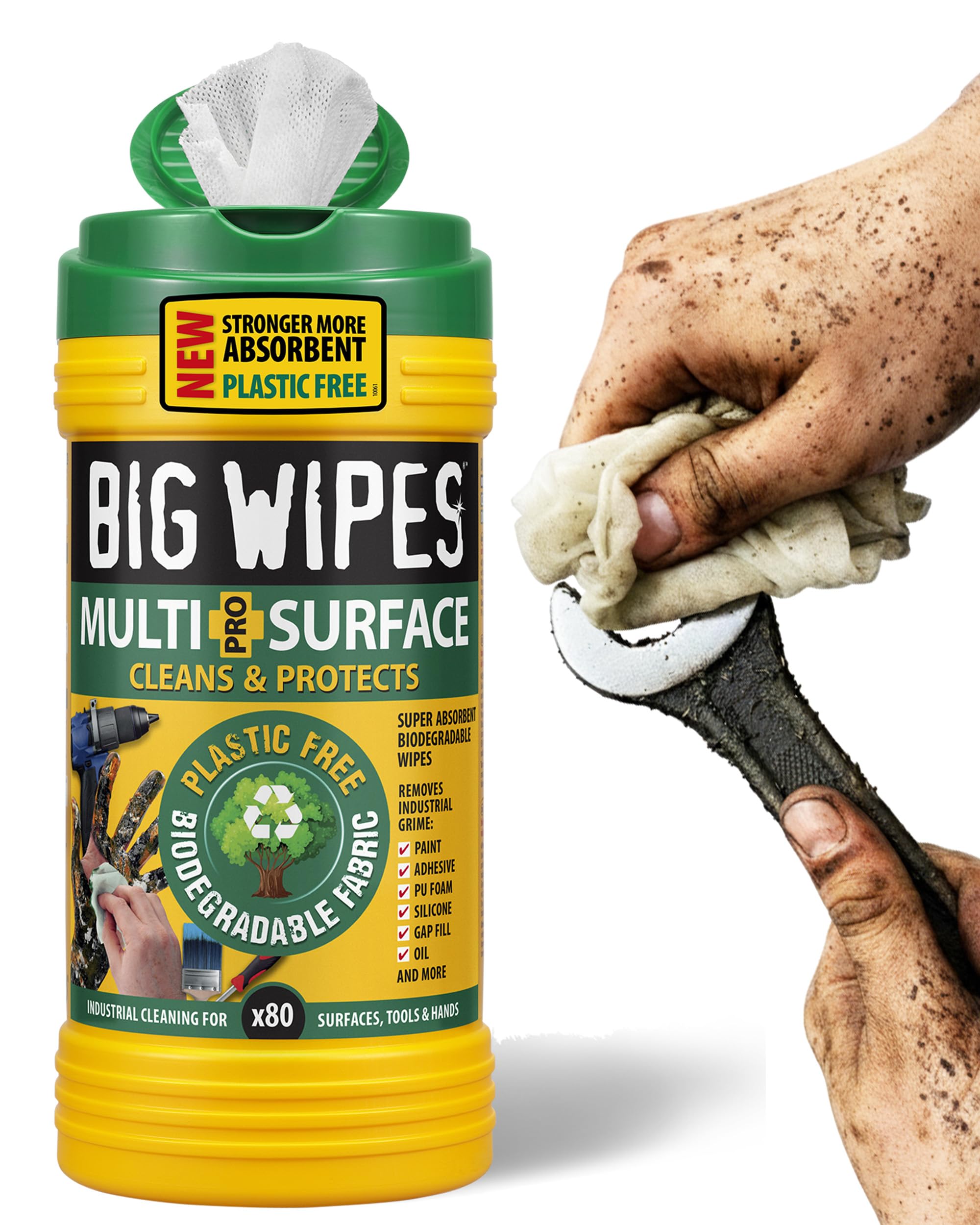 Big Wipes Multi-Surface Plastic-Free Cleaning Wipes - Dispenser Tub x80