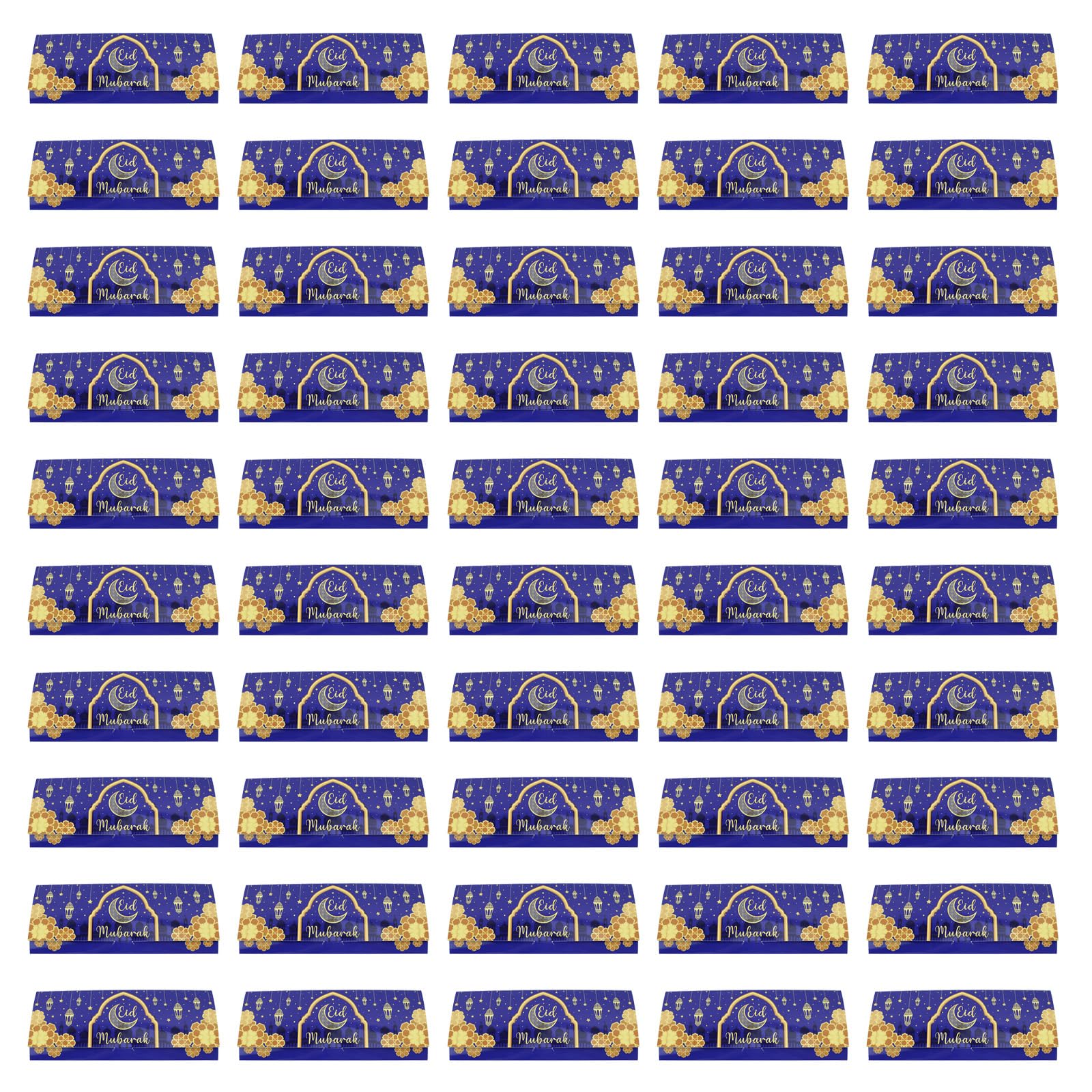 Jazuaiao Of 50 Ramadans Mubaraks Cards Muslims Holiday Card Money Gifts Card Holders Festival Invitation Supplies Party Supplies for Eid
