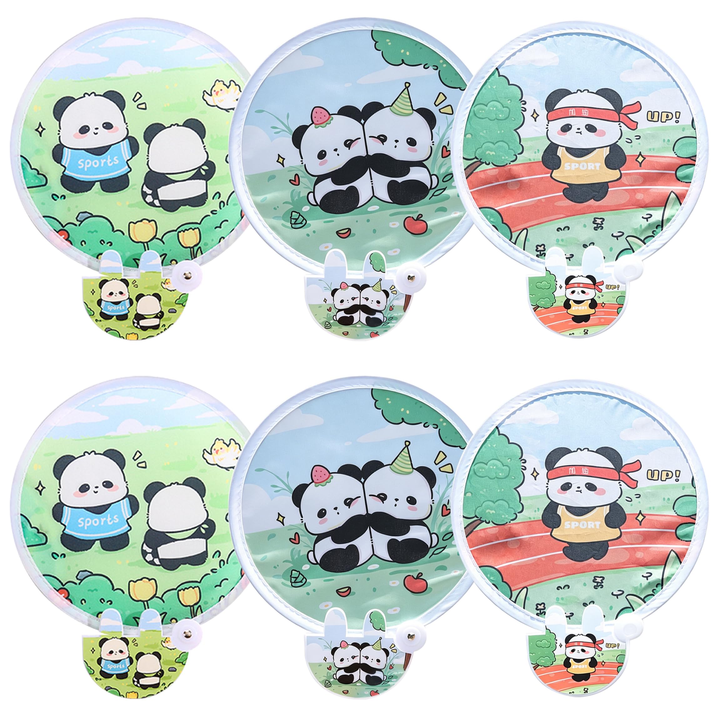 6-teiliges faltbares Handfächer-Set, süße Panda-zusammenklappbare runde Fächer, tragbare Kühlausrüstung für Strandreisen, Festivals, Partygeschenke, 20, 3 cm
