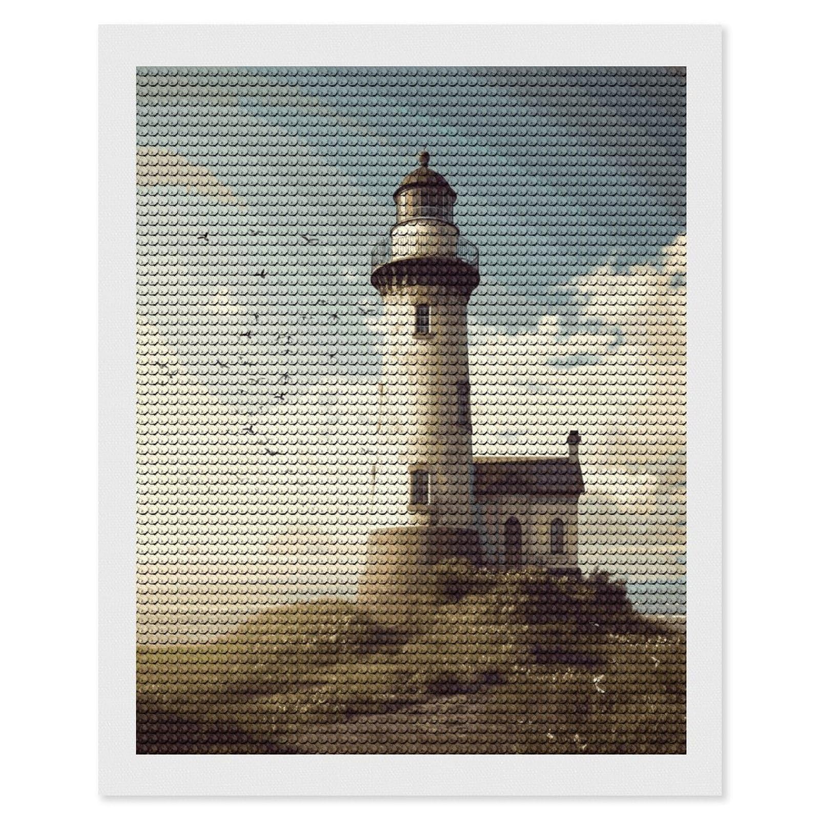 FekiLoot Old Lighthouse Paint by Numbers Kit for Adults Beginner DIY Diamond Dots Paintings Round Full Drill Diamond Art Kits Picture Diamond Art Painting Kits for Home Decor 16"x20"