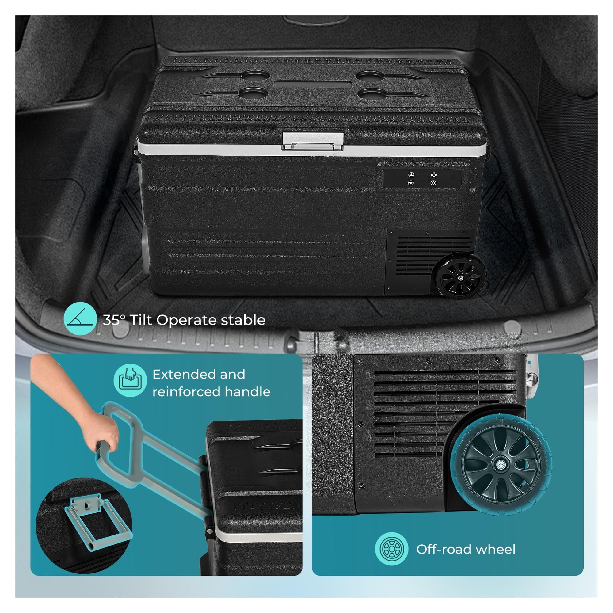Refrigerador portátil for Coche de 75 litros con compresor, congelador y Nevera, Ideal for Camping, Pesca, Viajes, Camiones y navegación.