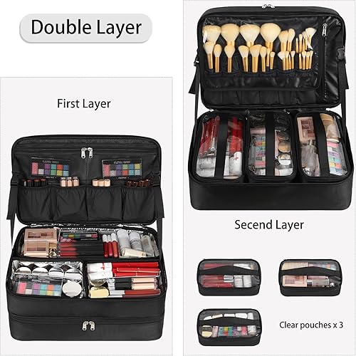 Miniatura 2 de Estuche de maquillaje extra grande, estuche de maquillaje profesional para maquilladores, organizador de viajes, estuche de viaje de cosméticos XL
