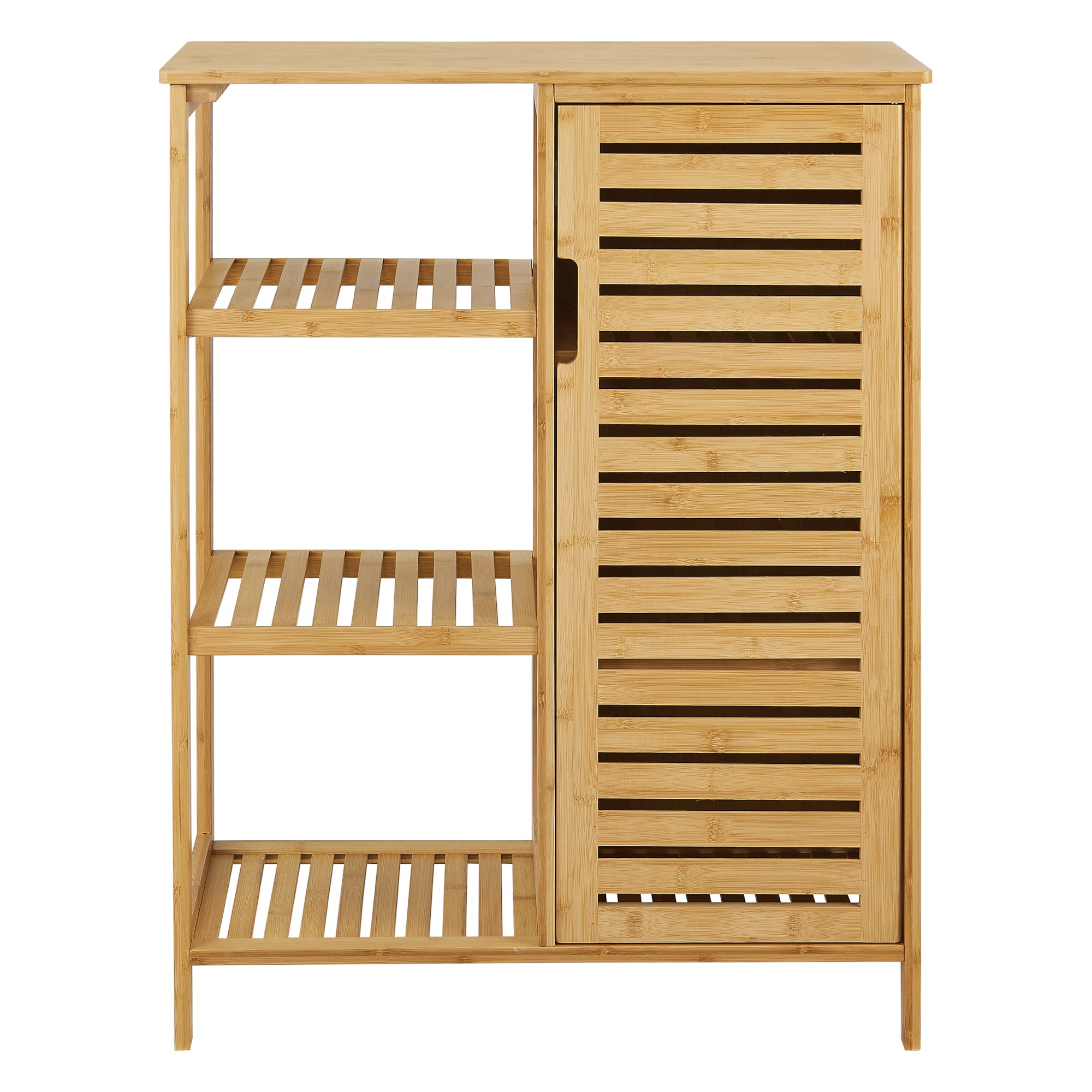 [en.casa] Mueble de Baño con Puerta y 3 Estantes Gabinete de Almacenaje Armario para Cocina Bambú 87 x 66 x 33 cm Natural