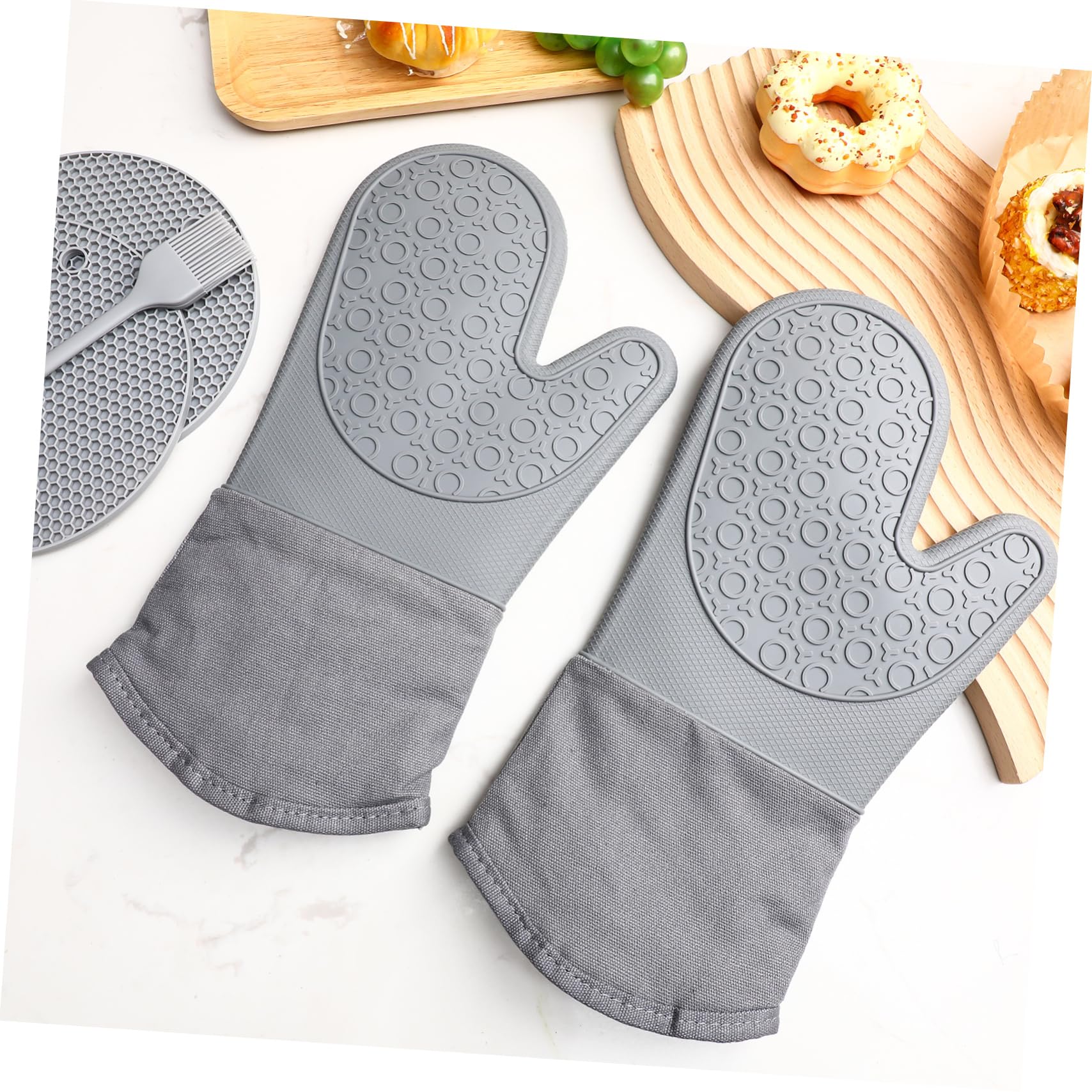 GALPADA Guanti da Forno Resistenti al Calore Guanti da Forno Antiscivolo Tappetini in Silicone per Maneggiare Pentole e Padelle in Sicurezza