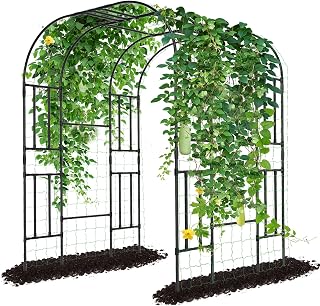 Tall Garden Arch Trellis for Climbing Plants Outdoor, 87" H Walkway, Metal Archway Arbor Tunnel, Black