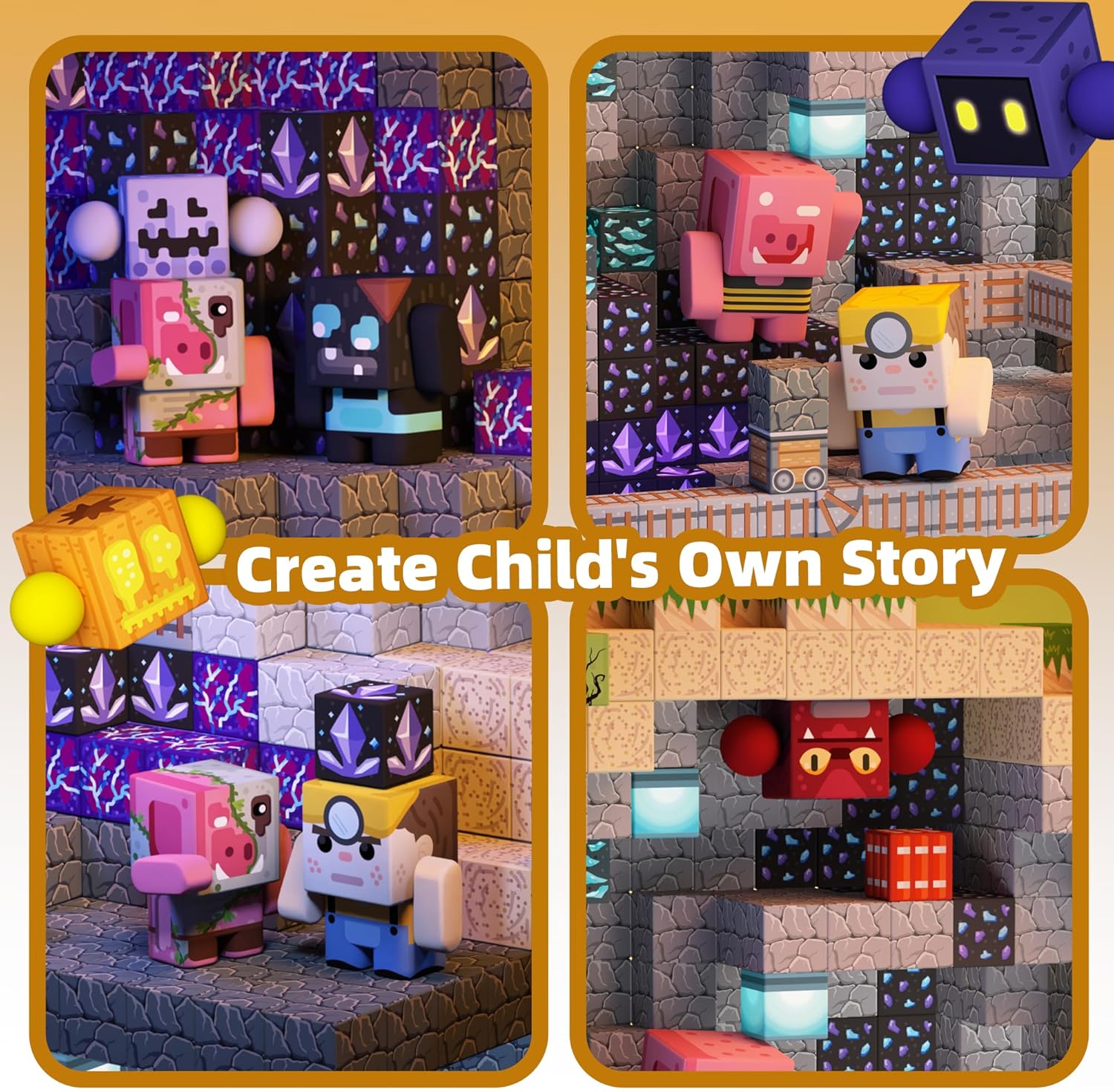 GobiDex 108pcs Magnetic Blocks with Action Figures, Interactive Role-Playing Magnetic Building Toy Set, Toddlers STEM Learning Gift for Christmas