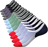 Mottee&Zconia Men's No Show Anti-Slip Low Cut Ankle Socks - Red Cotton with Silicone Heel Grips, Casual Comfort