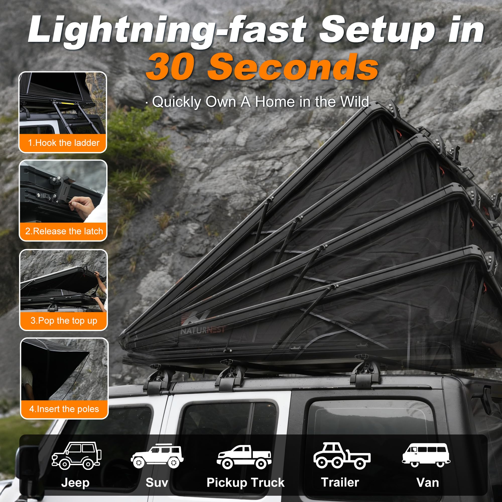 Naturnest Rooftop Tent Hard Shell - Product View