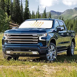 Sunshade Cover for Chevy Silverado 1500 Windshield Sun Shade for 2019-2024 2025 2026 Chevy Silverado 1500, Regular cab, Crew cab, Double Cab 2Dr 4Dr Window Shields Sun Visor Protector Blocks UV Rays