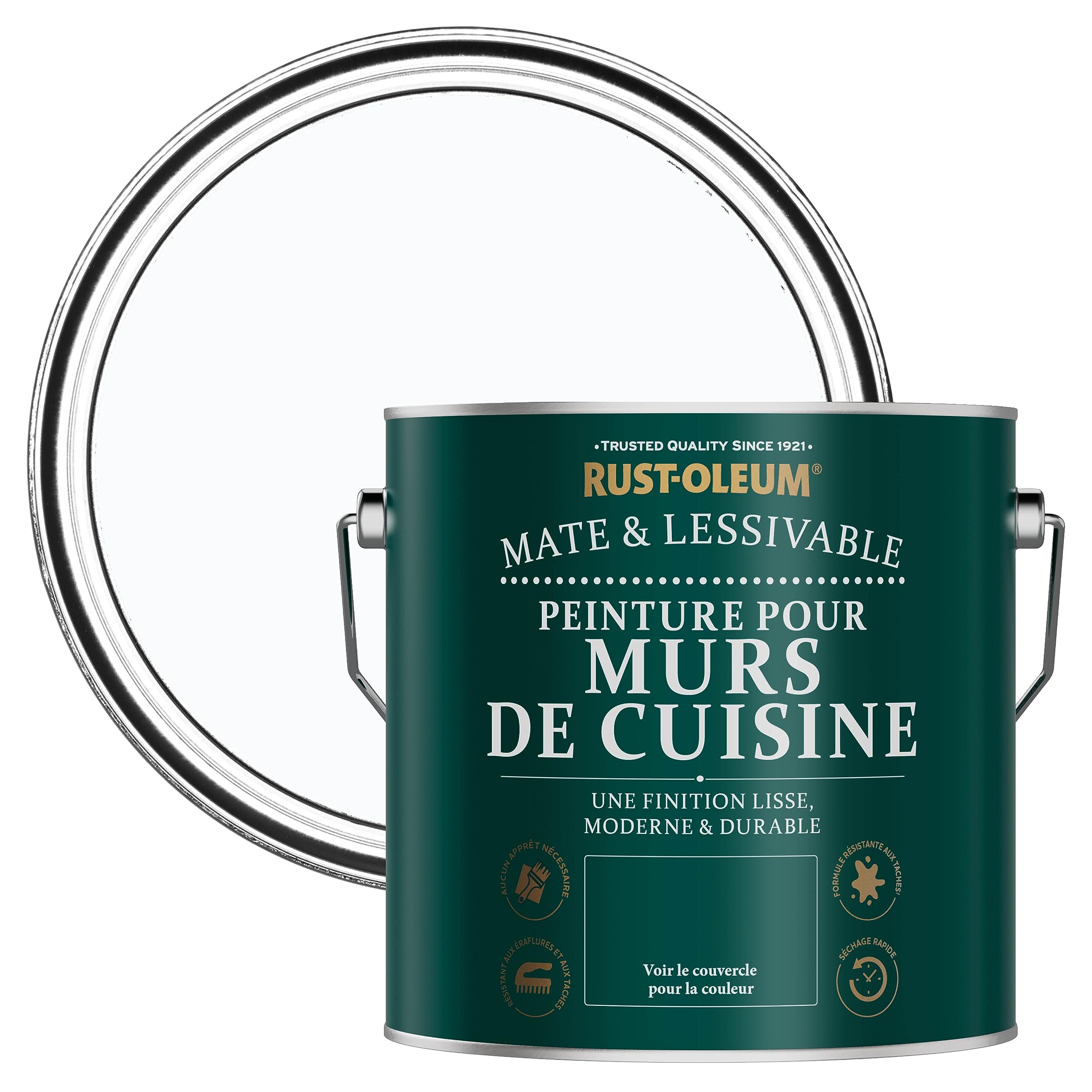 Rust-Oleum Peinture Blanche Lessivable pour Murs de Cuisine, Finition Mate - Glacier 2.5L