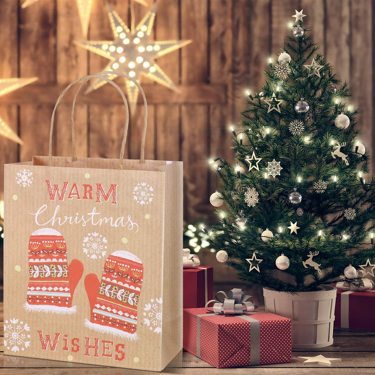 Healifty Geschenktüten Weihnachts Süßigkeiten Schokolade Kekse Partytüten 12 Stück 23x18x10cm (zufällige Muster)