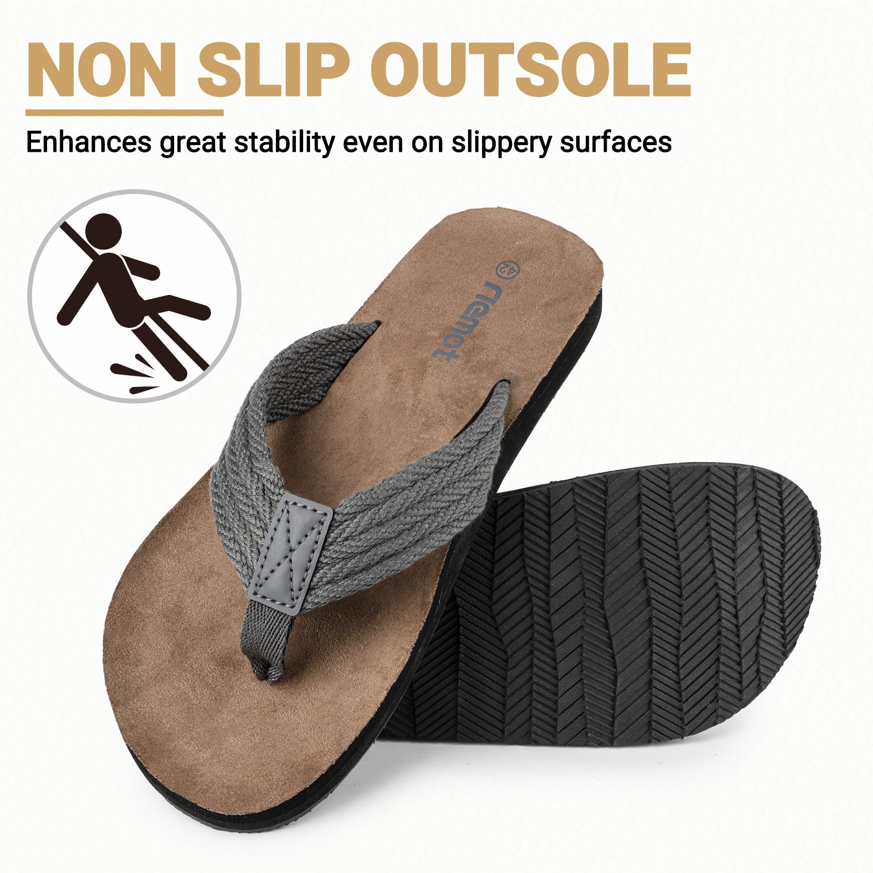 Chanclas Hombre Sandalias Verano con Soporte para el Arco Antideslizantes Playa Piscina Flip Flops Suaves