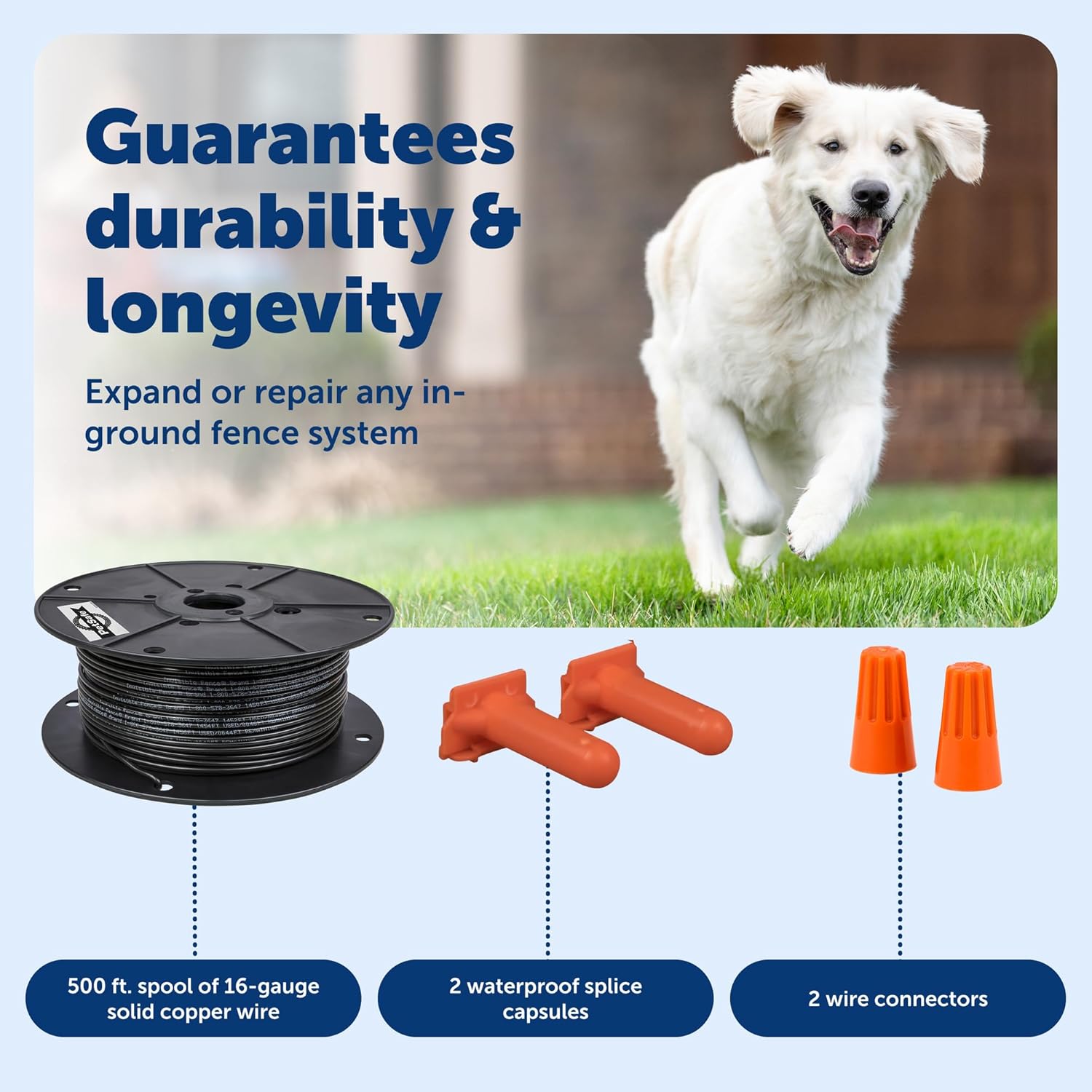 PetSafe Boundary Wire, 500 Foot Spool of Solid Core 16-Gauge Copper Wire, In-Ground Pet Fence Wire, Colors May Vary