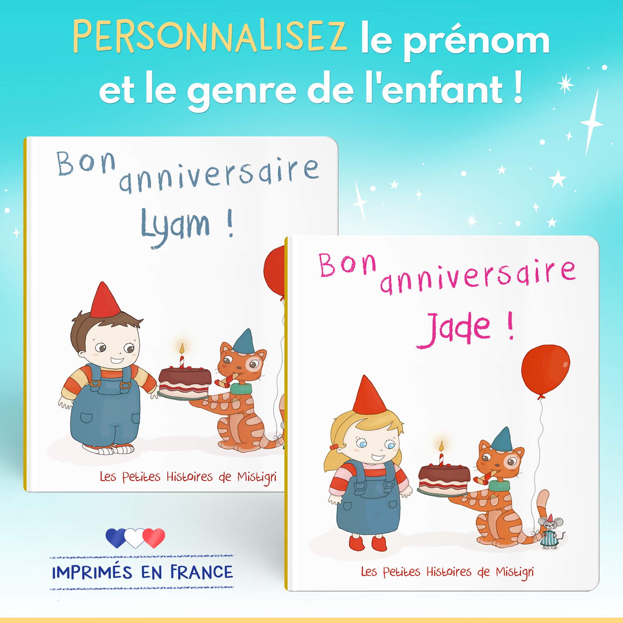 Livre Enfant - Livre Personnalisé avec Prénom - Idée Cadeau – Bon Anniversaire – de 0 à 3 ans – 22 Pages