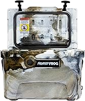 Vista 2 de USA Made Frosted Frog Camo - Baúl de hielo de 20 cuartos de galón de capacidad, resistente, moldeado por rotografía, enfriador aislado de grado