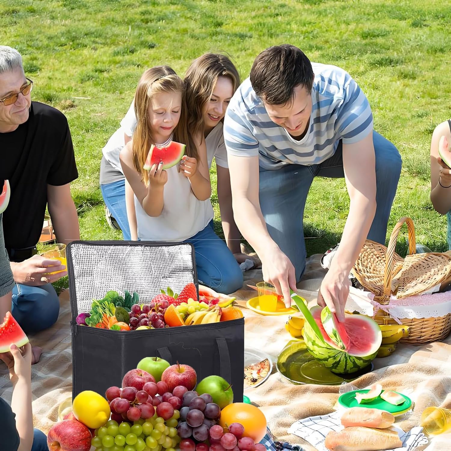 Cool Bags, 18L Large Insulated Picnic Cool Bag, Thermal Food Delivery Bag with Layer Protection - Image 5