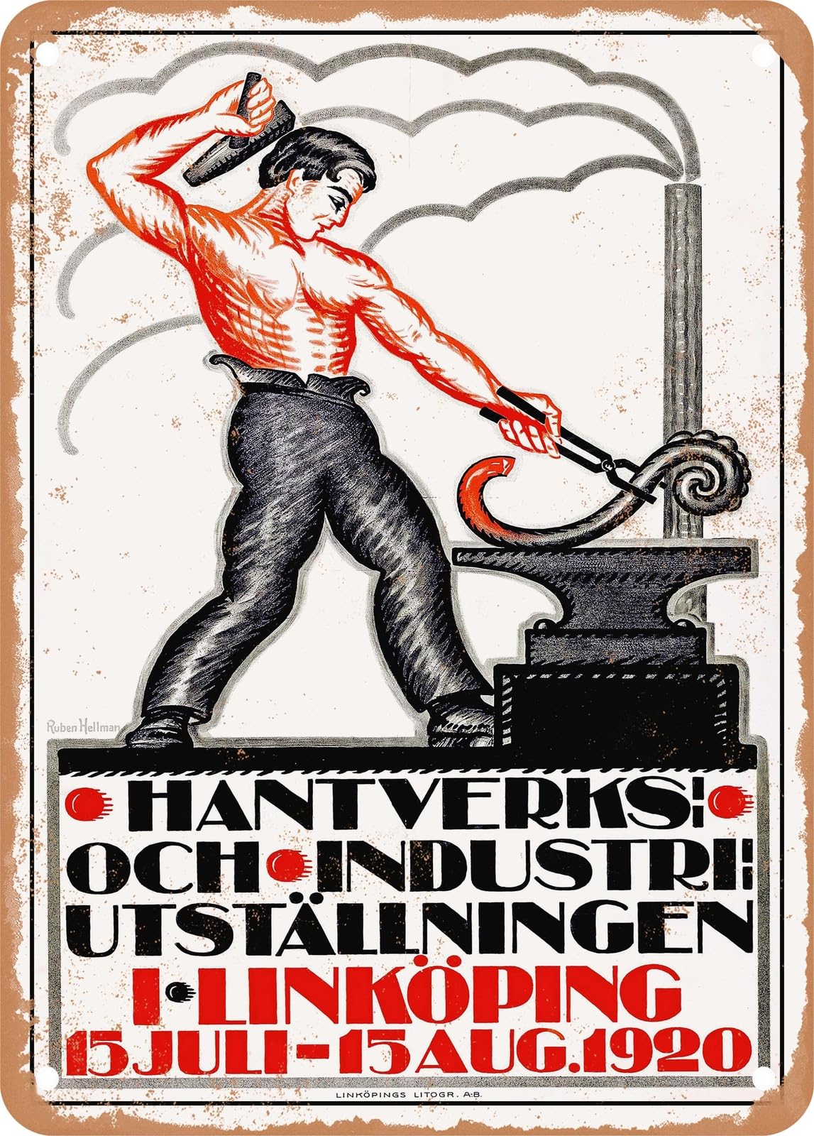 METAL SIGN - 1920 Craft and Industry Exhibition in Linkoping Vintage Ad home decor