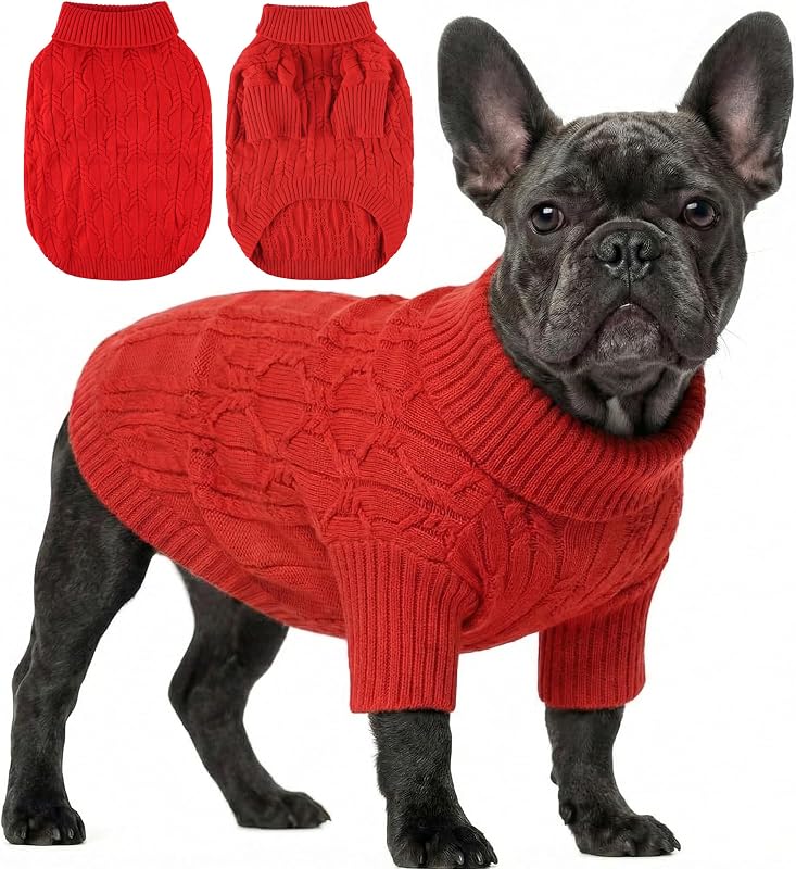 Suéter de tricô para cães pequenos e médios BAOBICUTE, gola alta e fio acrílico, Dog Sweater 0614