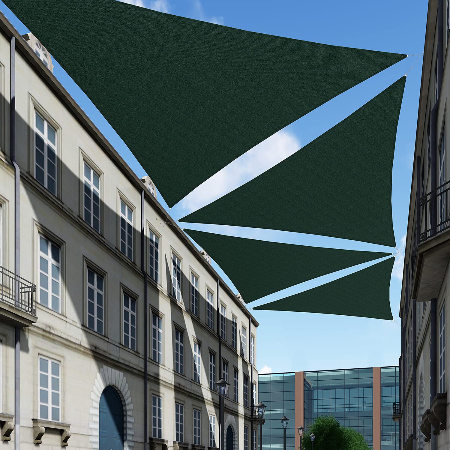 TANG 12' x 12' x 12' Sun Shade Sail Triangle Shade Canopy Patio Cover UV Block Permeable Cloth Fabric for Pergola Backyard Porch Deck Garden Carport