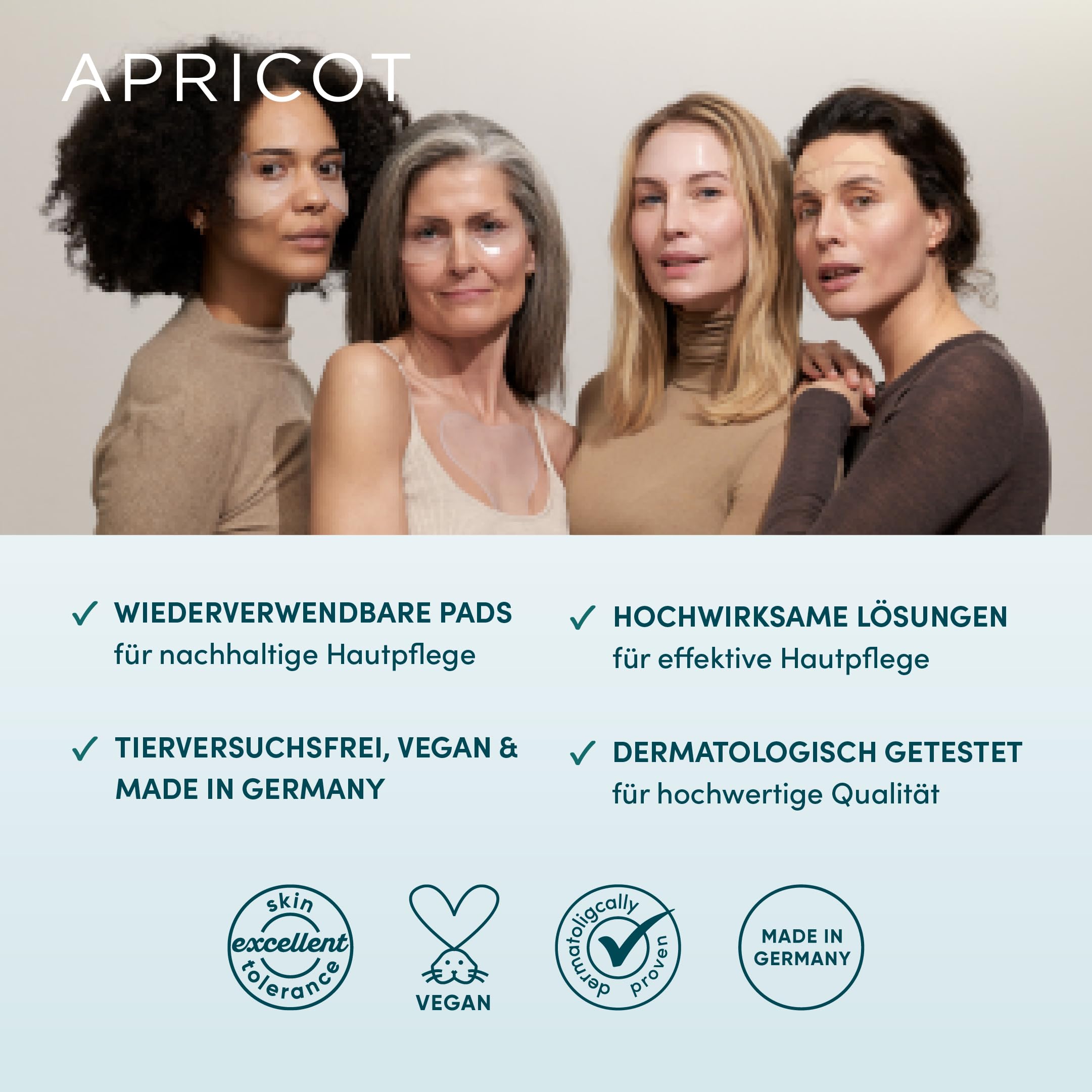 APRICOT Hyaluron Augenpads aus medizinischem Silikon mit niedermolekularem Hyaluron - Bis zu 30x Wiederverwendbar, Dermatologisch Bestätigt, Vegan & Tierversuchsfrei - Augenpads gegen Augenringe
