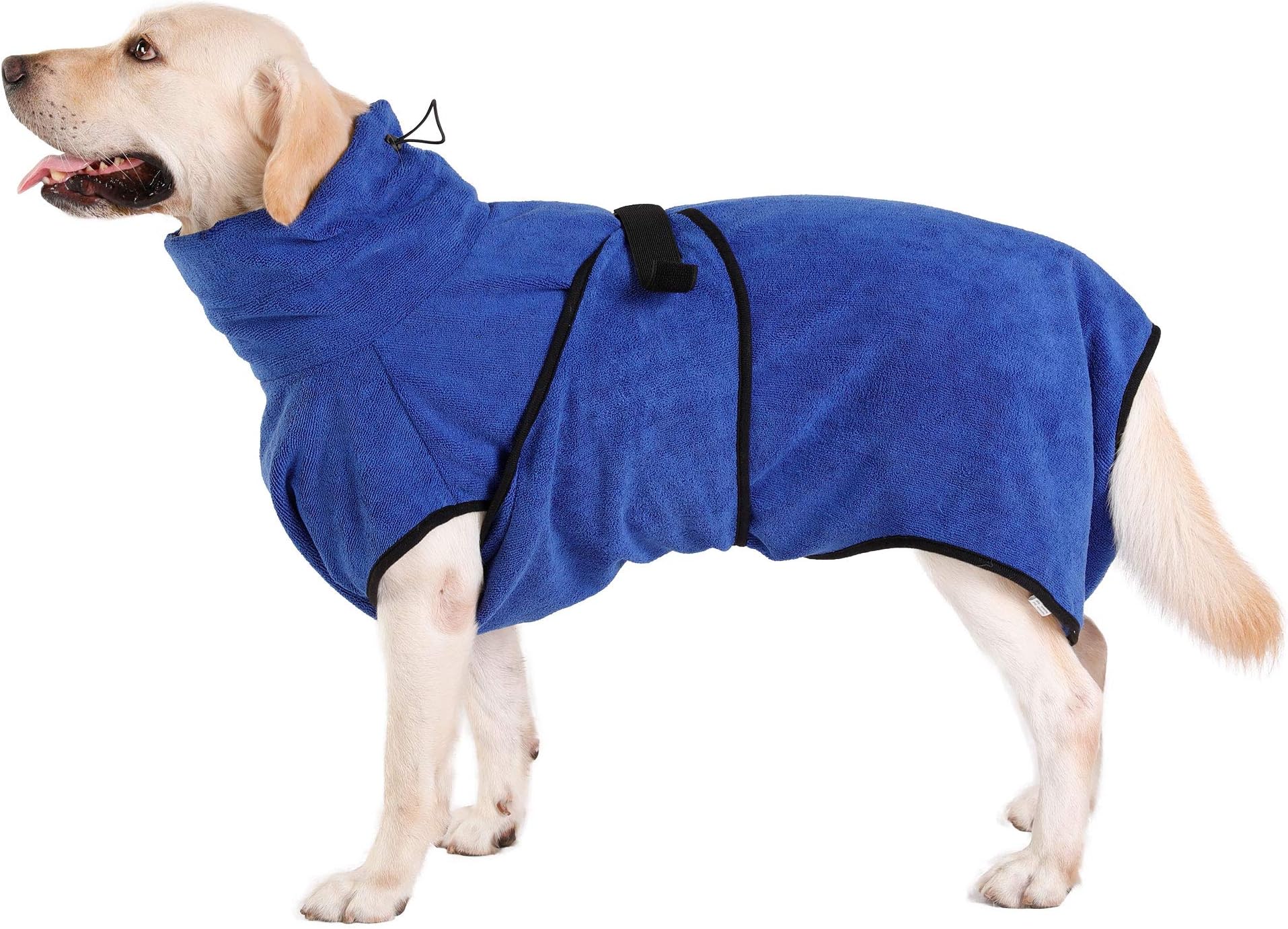 PETTOM Dog Drying Robe Dog Drying Coat Adjustable Super Absorbent Microfiber Dog Bathrobe Quick Drying