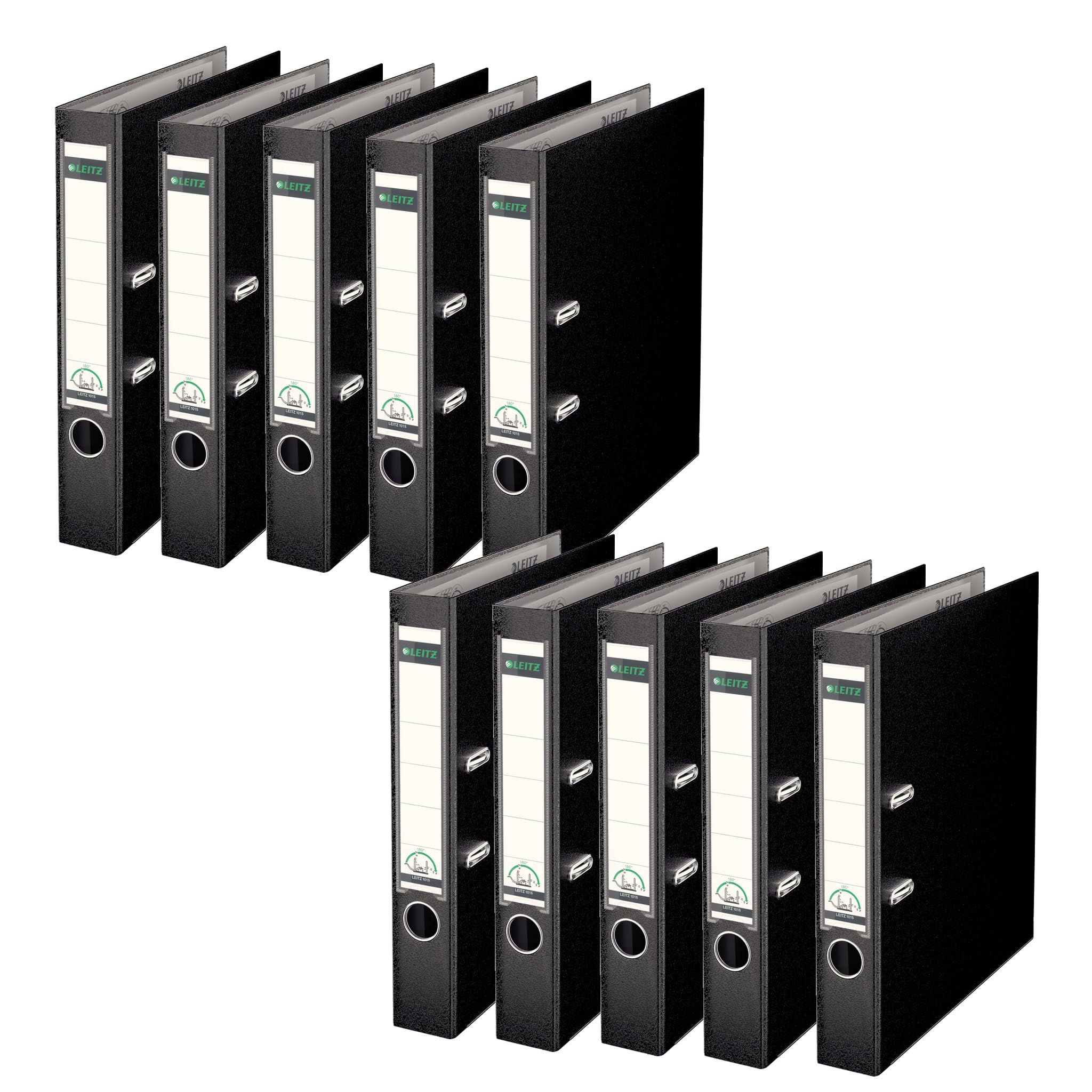 Leitz 180 Lever Arch File Poly 50mm A4 Black Pack of 10 10151095