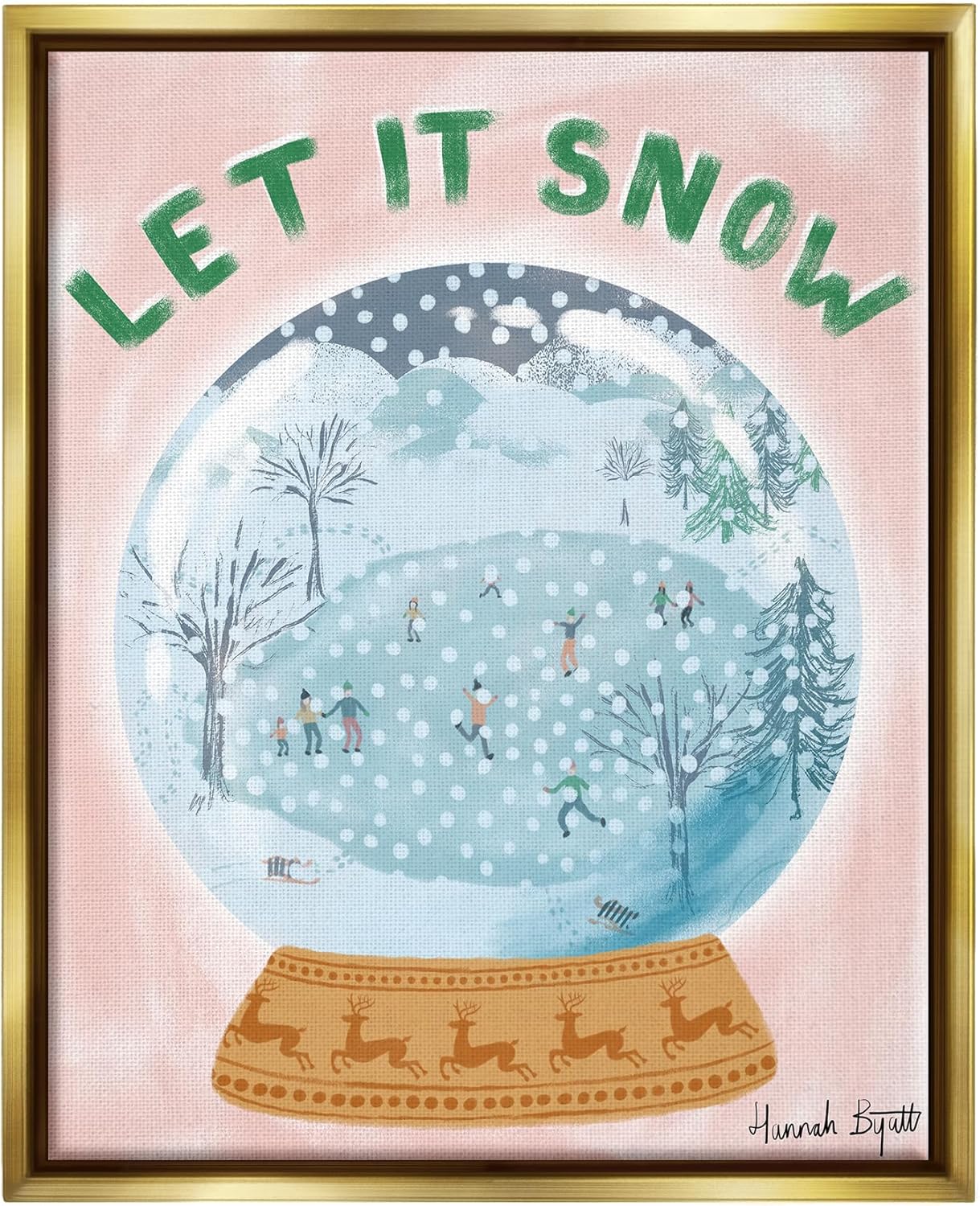 Stupell Industries Let It Snow Globe Framed Floater Canvas Wall Art by Hannah Byatt