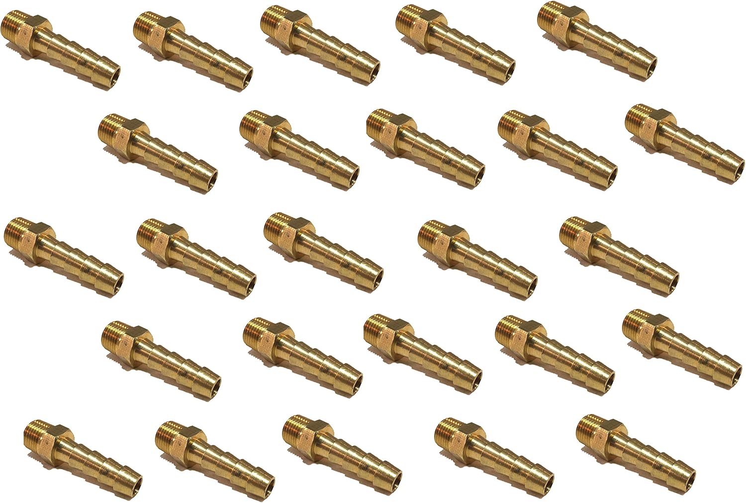 1/4" Hose ID to 1/8" Male NPT MNPT Straight Brass Fitting Fuel/AIR/Water/Oil/Gas/WOG (Qty 25)
