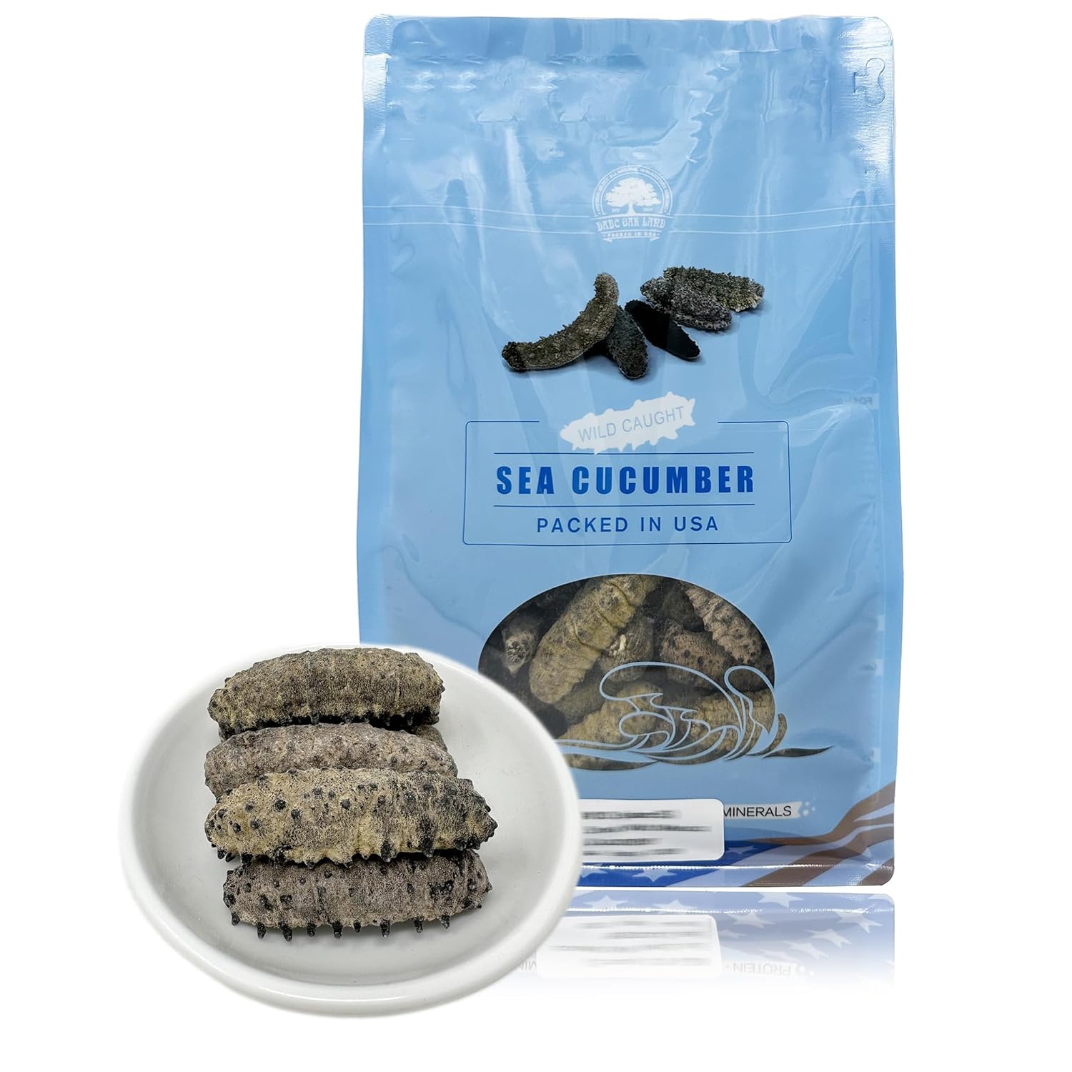 DABC OAK LAND AAA Grade Sun Dried Wild Caught South American Sea Cucumber, AAA Grade All Natural Nutritious 特級南美野生鮑魚參/梅花刺參 (Lager 8OZ/bag)