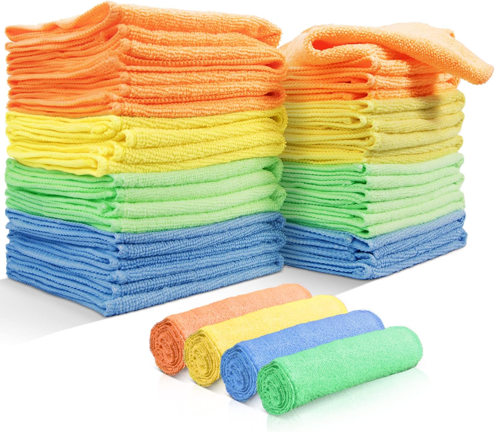 Masthome 4-Colors Clean Rags 48 Pack 16 X 12.2 Inch Highly Absorbent Cleaning Cloths No Fabric Soft Microfiber Kitchen Car Cleaning Rags