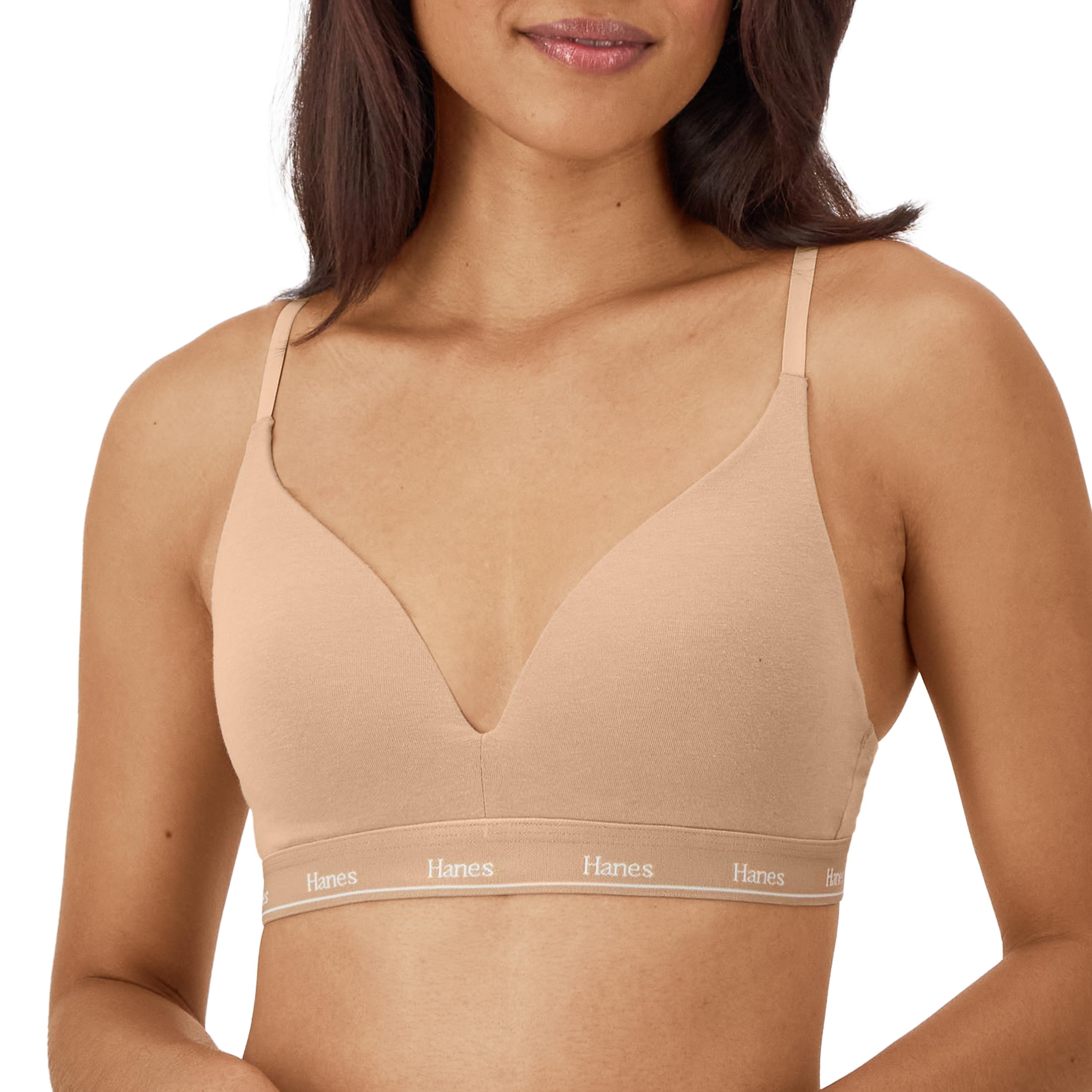Hanes Women's Originals Contour Wireless, Stretch Cotton T-Shirt, Full Coverage Bra