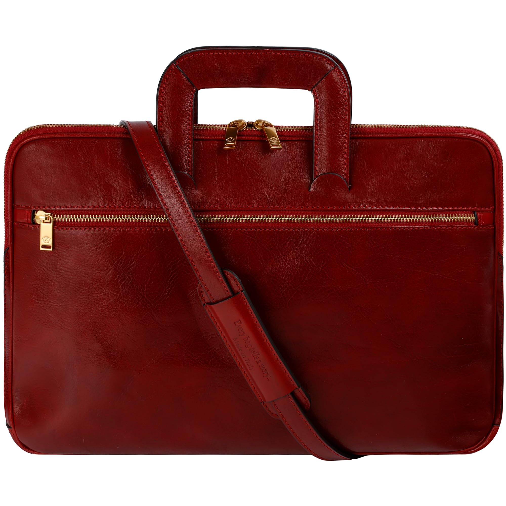 Time Resistance Slim Leather Briefcase - Italian Handmade Leather Computer Bag - Briefcase for Men and Women - Laptop Bag
