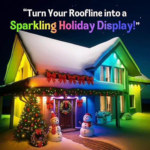 Miniatura 5 de HUTAKUZE Luces permanentes para exteriores, 100 pies con 60 LED RGB para decoración al aire libre, IP67 impermeable, 48 modos de escena, luces de