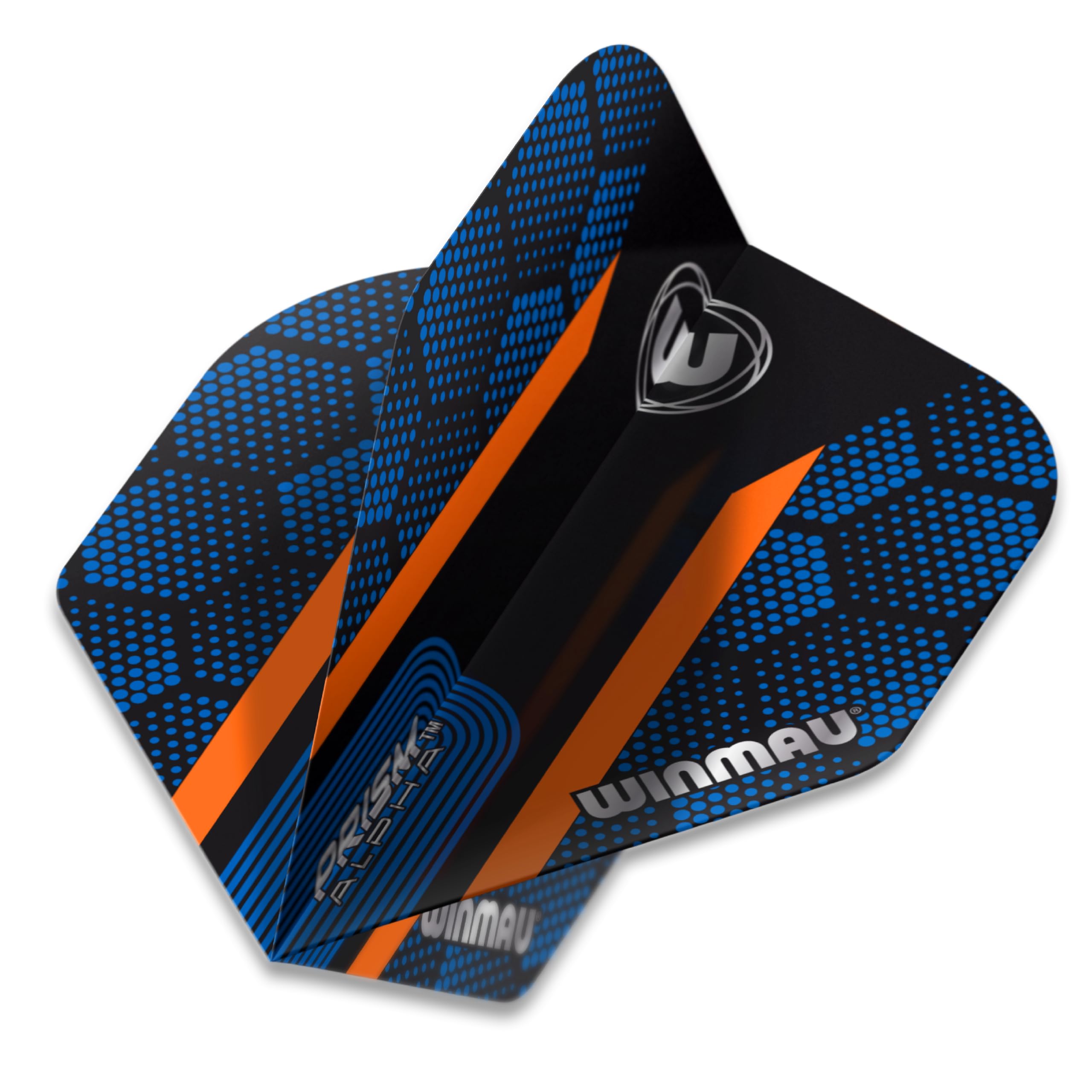 WINMAU Prism Alpha Hexagon Design Extra Thick Dart Flights - 10 sets per pack (30 dart flights in total) (Blue & Orange) - Image 2