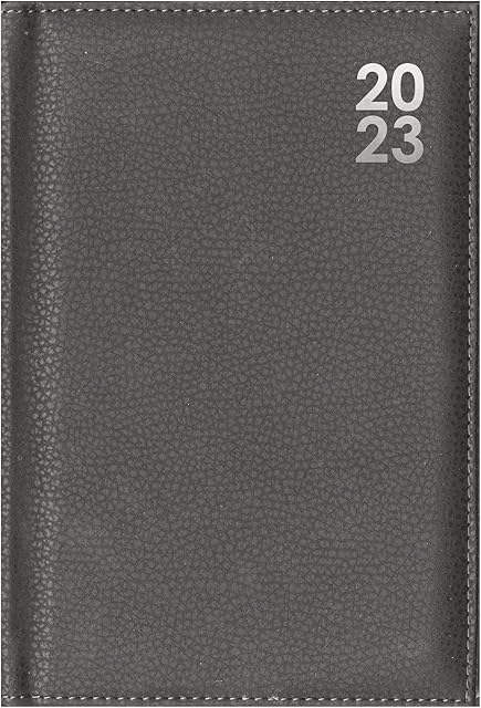 DESIGN GROUP 2023 Premium Grey Hard Cover Faux Leather Desk Diary Week to View A4 Home Office Planner