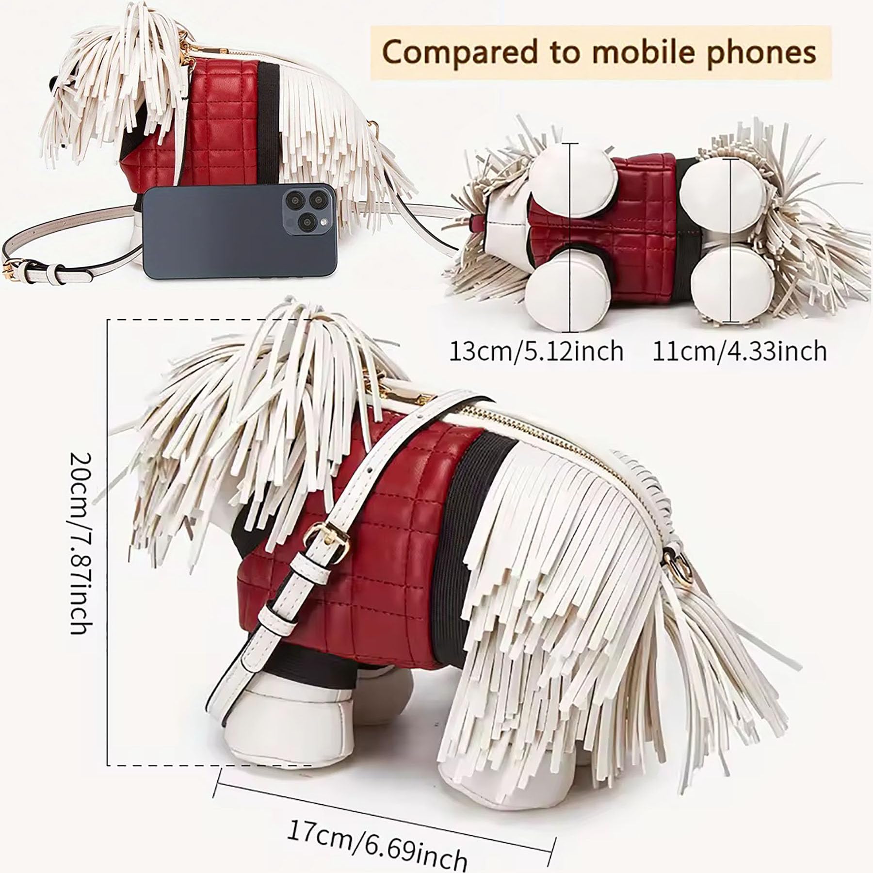 Damen-Handtasche in Hundeform, Umhängetasche, Schultertasche, Cartoon-Neuheit, einzigartiges PU-Leder, luxuriöser Abend-Quasten-Stil Y2KPurse