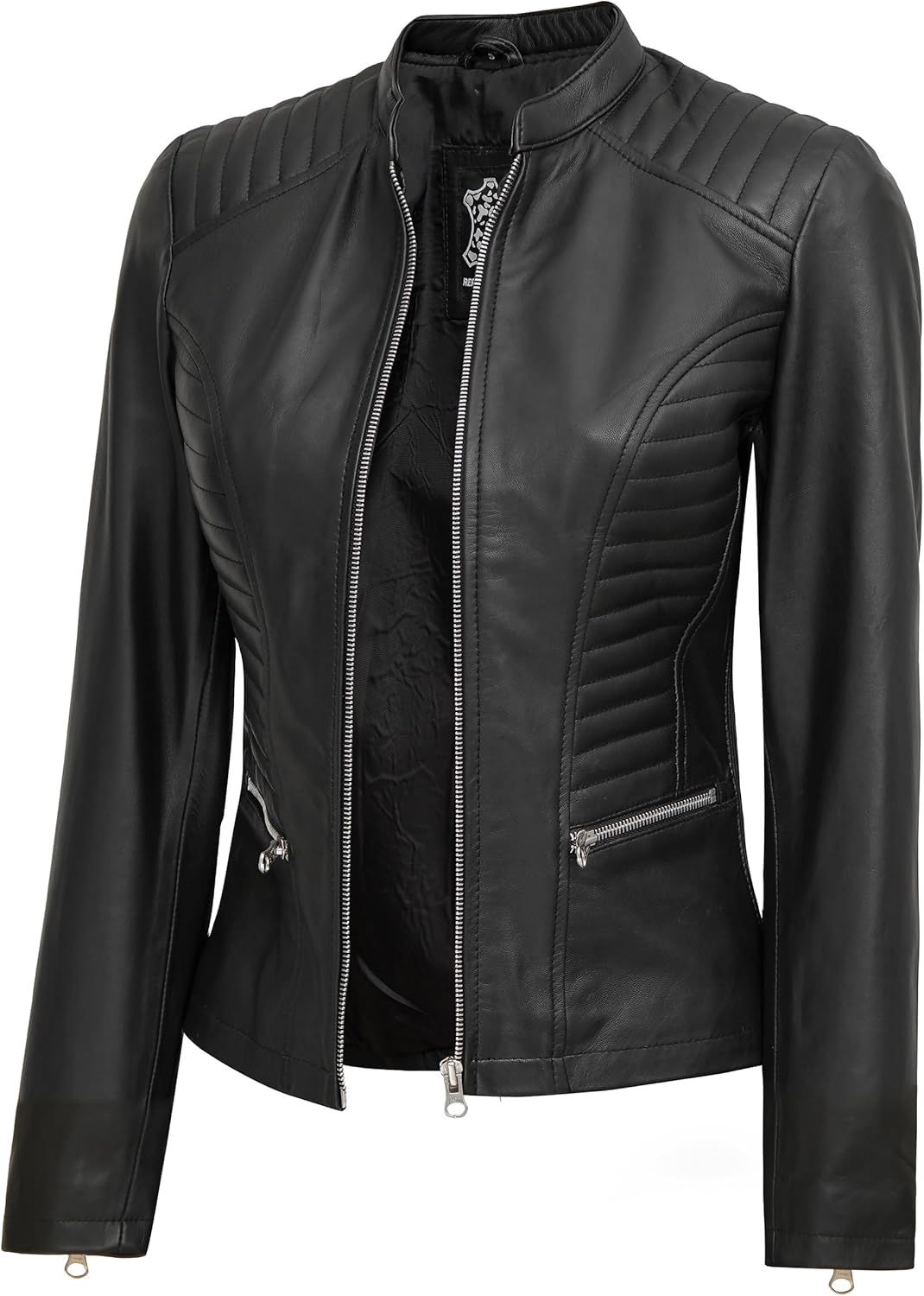 Blingsoul Real Leather Jacket Women - Cafe Racer Style Womens Leather Jackets