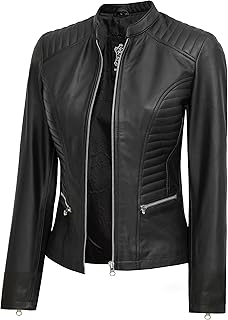 Blingsoul Real Leather Jacket Women - Cafe Racer Style Womens Leather Jackets