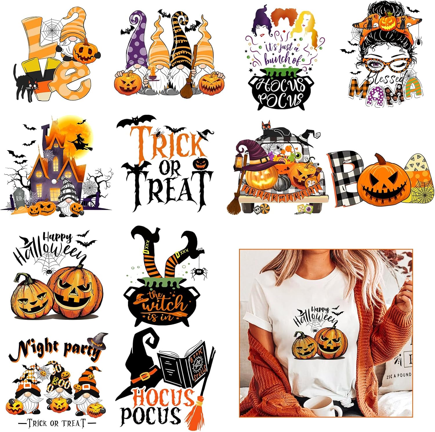 Halloween Iron on Decals for Clothing HTV Heat Transfer