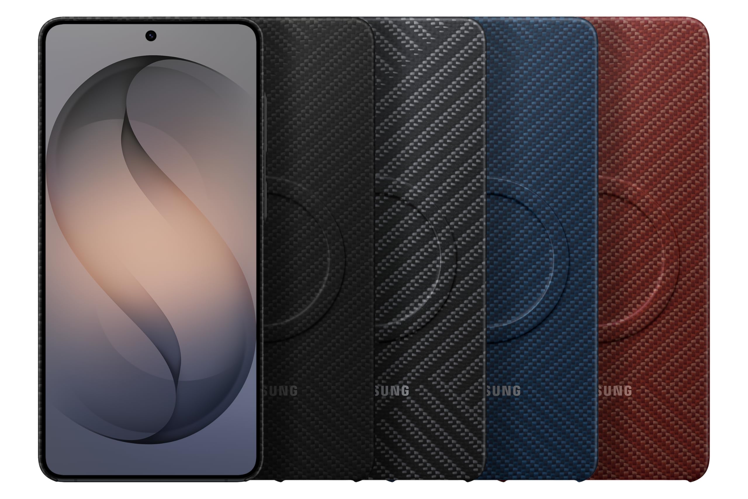 Samsung EF-KS947 etui na smartfon z włókna węglowego, etui na telefon komórkowy z pierścieniem magnetycznym do mocowania akcesoriów, etui ochronne, odporne na uderzenia, cienkie i poręczne, koralowa