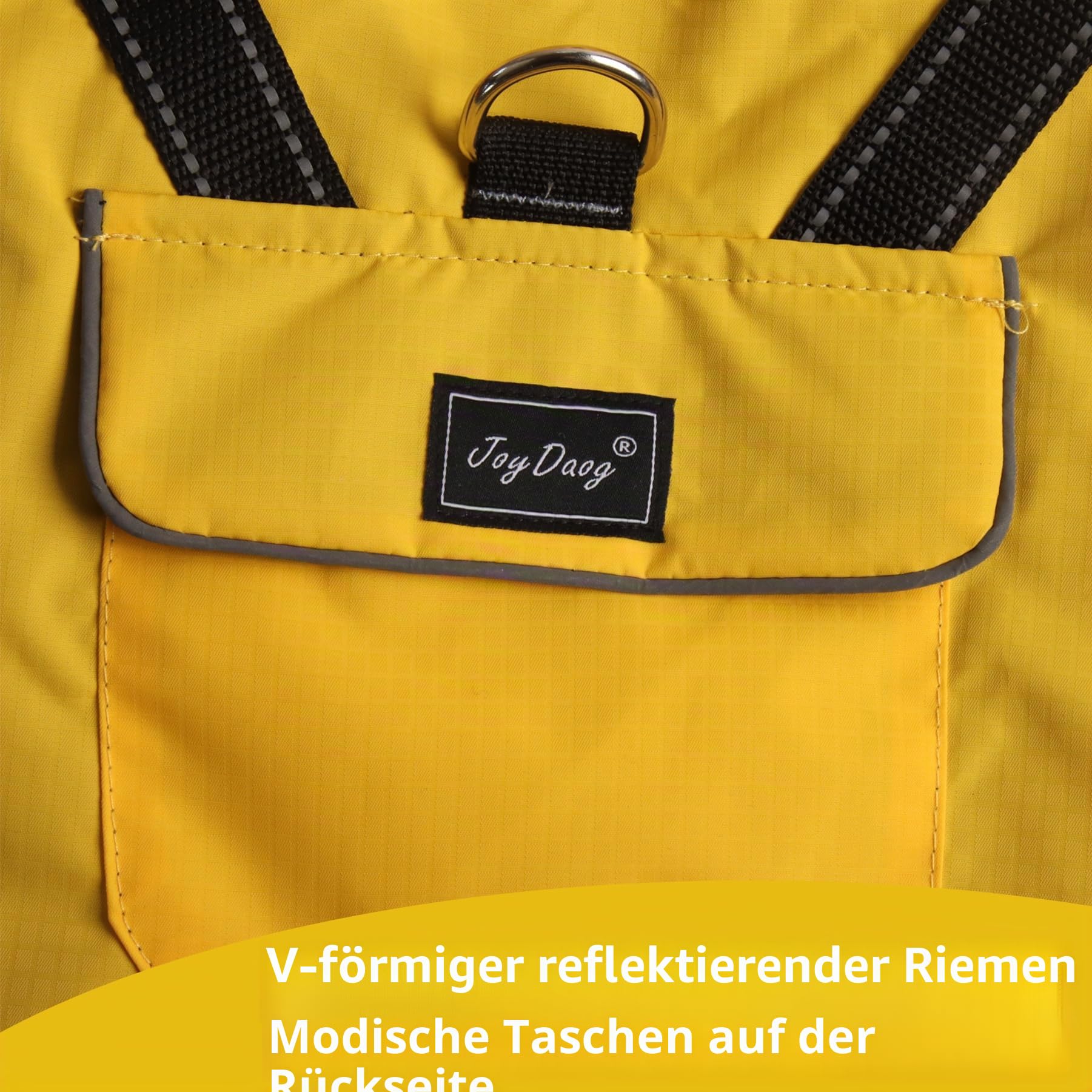 JoyDaog Regenmantel für extra kleine Hunde mit Kapuze, wasserdichte Outdoor-Regenjacke für Hunde, Welpen-Regenmantel mit Taschen, Gelb, XS