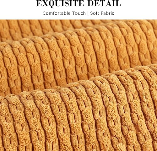 Miniatura 9 de Lacette Paquete de 2 fundas de almohada decorativas de 20 x 20 pulgadas, fundas de cojín cuadradas de pana a rayas suaves, fundas rústicas para